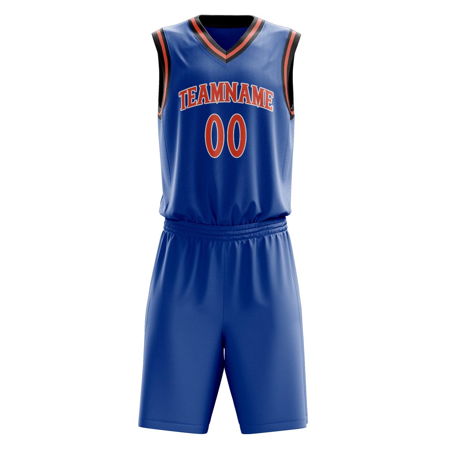 Custom Professional Royal Blue Orange Basketball Jersey Set