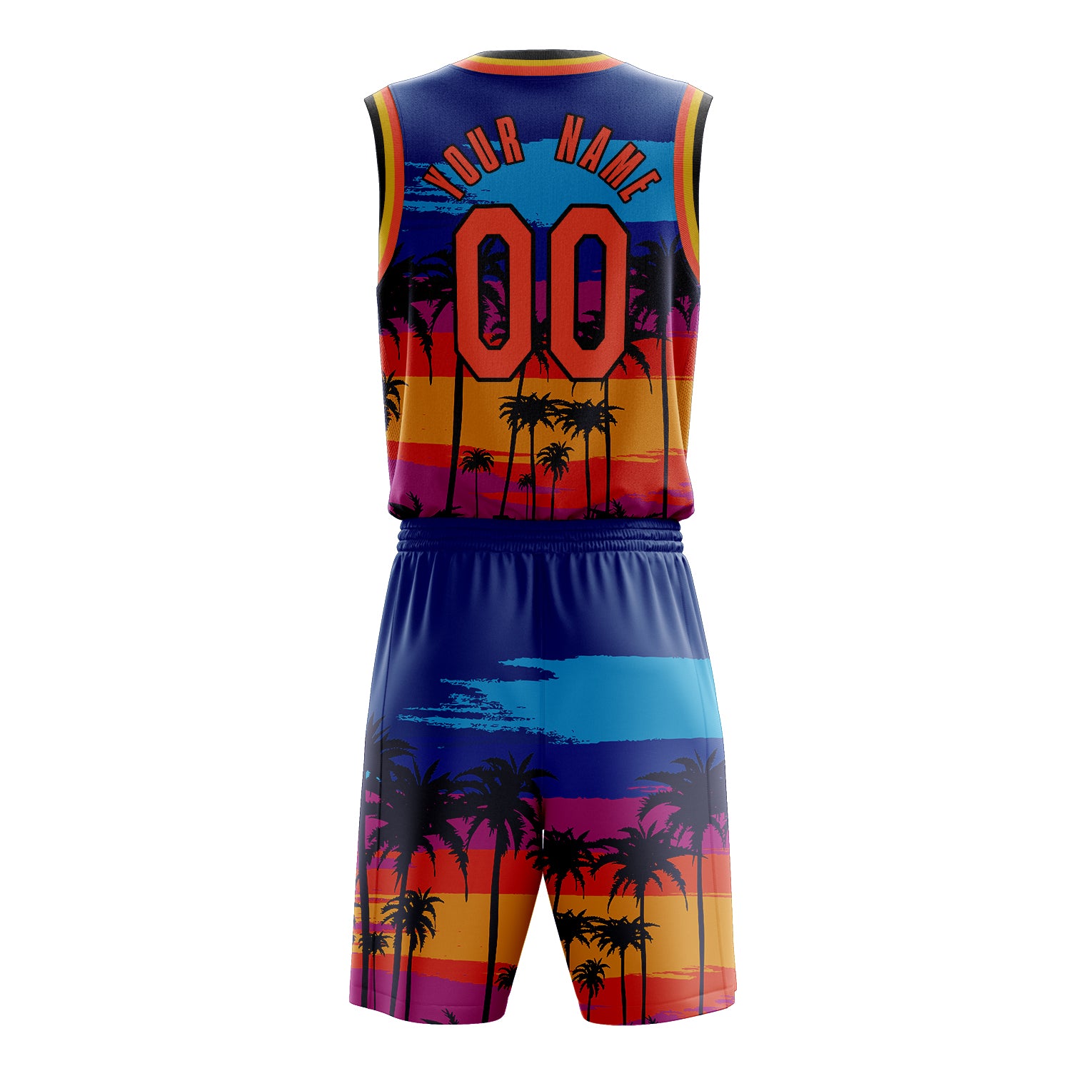 Maßgeschneidertes professionelles Königsblau Orange Basketballtrikot-Set