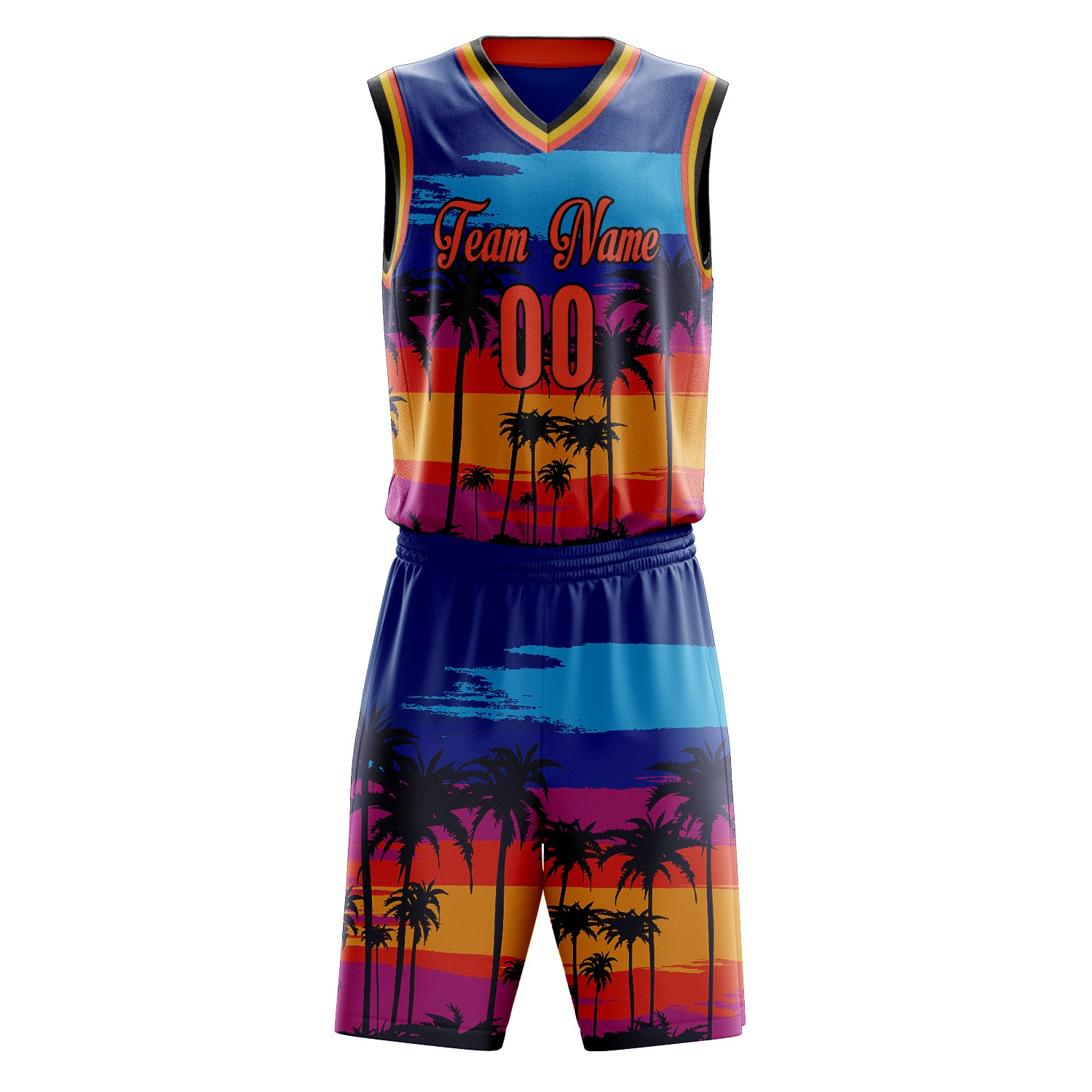 Custom Professional Royal Blue Orange Basketball Jersey Set