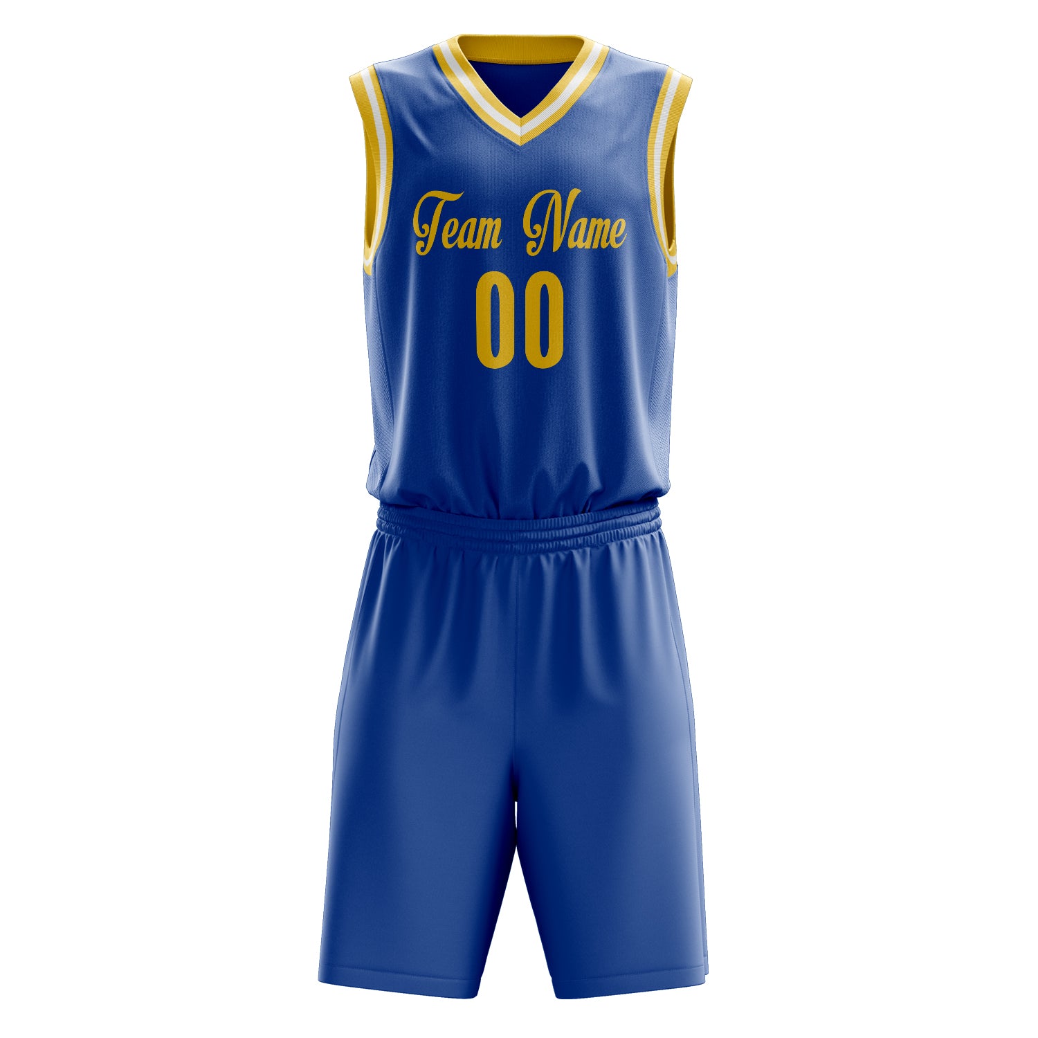 Custom Professional Royal Blue Gold Basketball Jersey Set