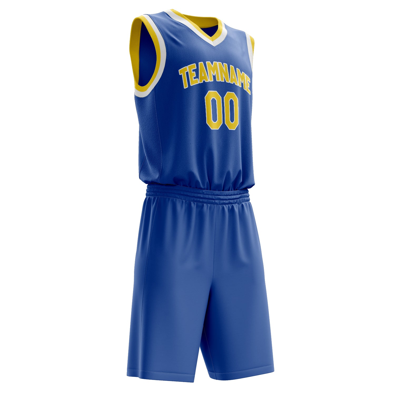 Maßgeschneidertes professionelles Königsblau Gelb Basketballtrikot-Set