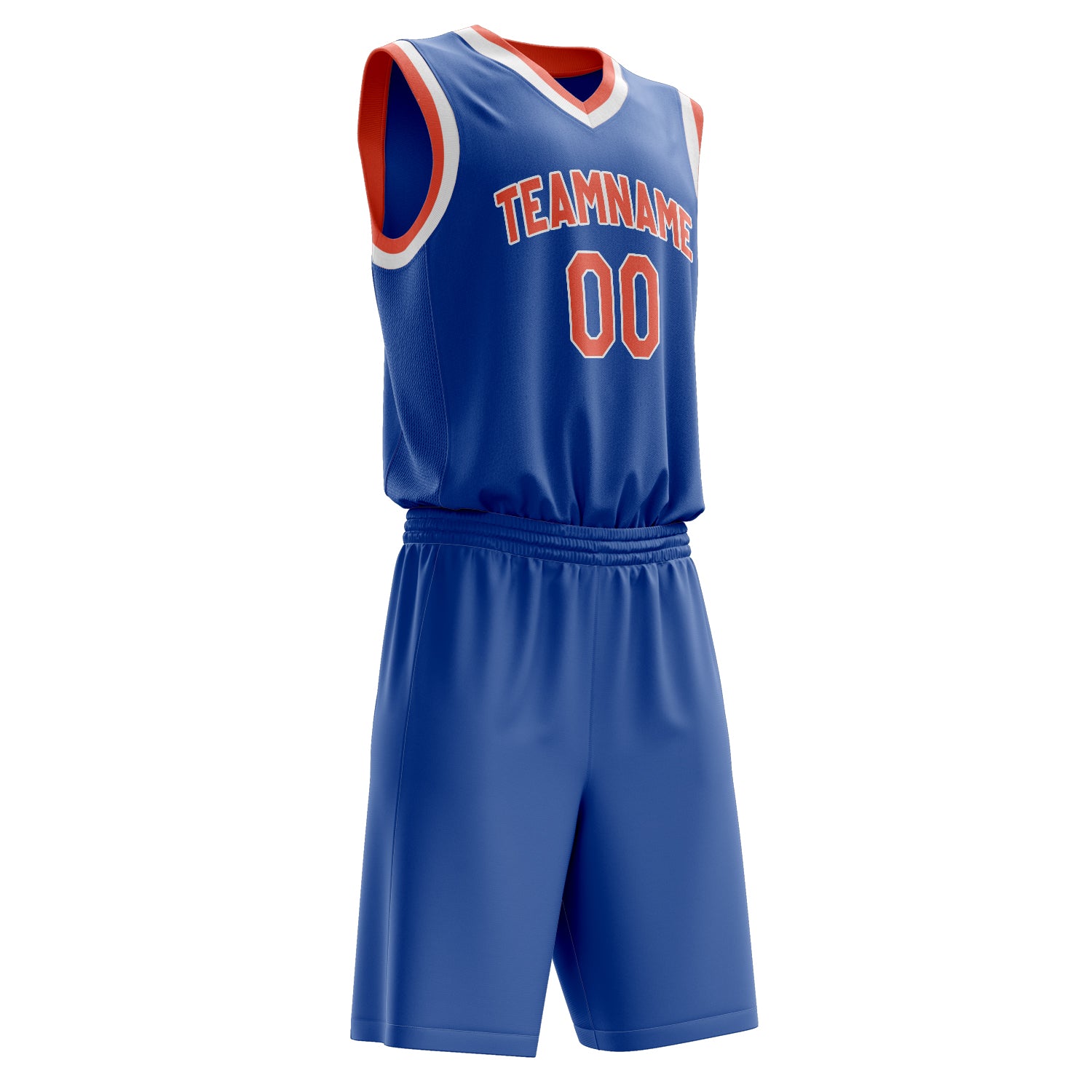 Maßgeschneidertes professionelles Königsblau Orange Basketballtrikot-Set