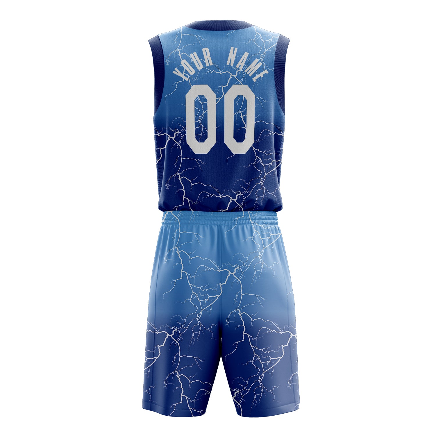 Maßgeschneidertes professionelles Königsblau Weiß Basketballtrikot-Set