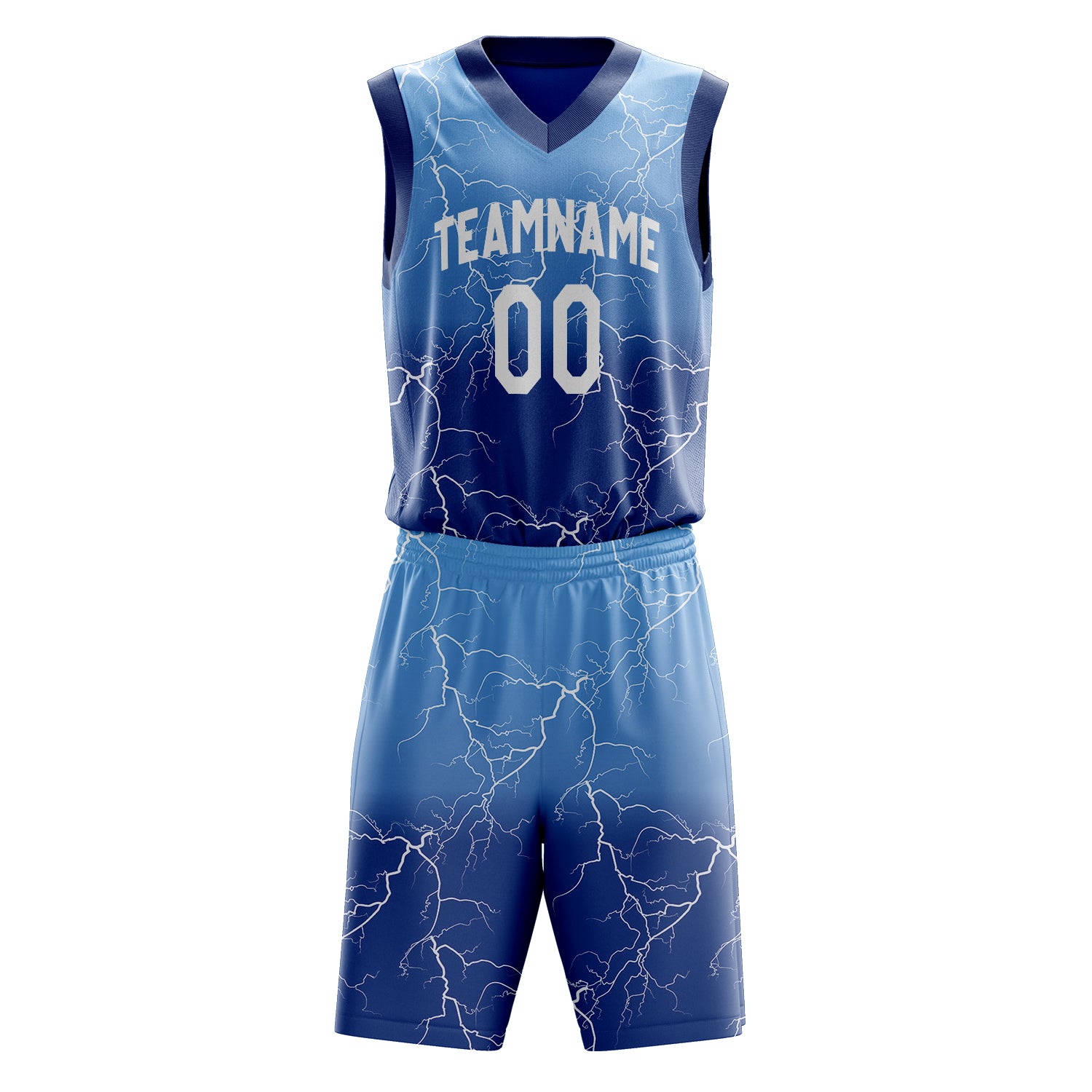 Custom Professional Royal Blue White Basketball Jersey Set