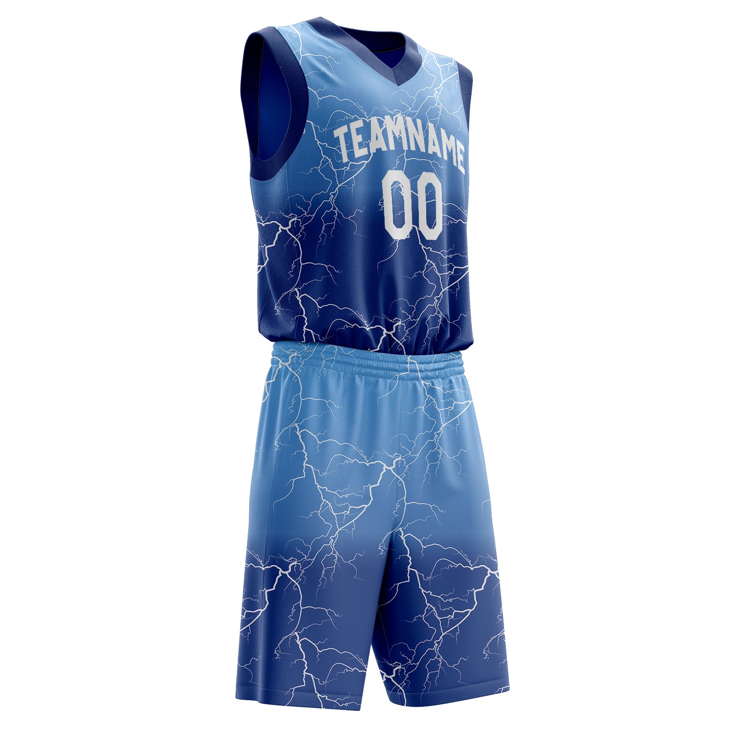 Maßgeschneidertes professionelles Königsblau Weiß Basketballtrikot-Set