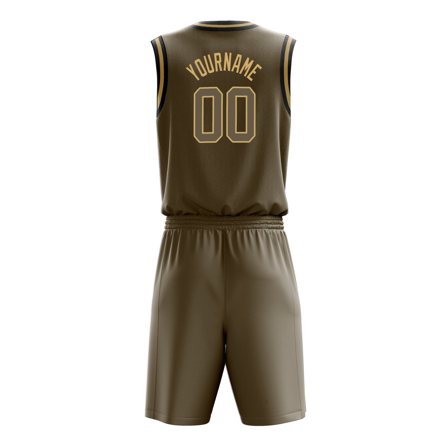 Maßgeschneidertes professionelles Oliv Altgold Basketballtrikot-Set