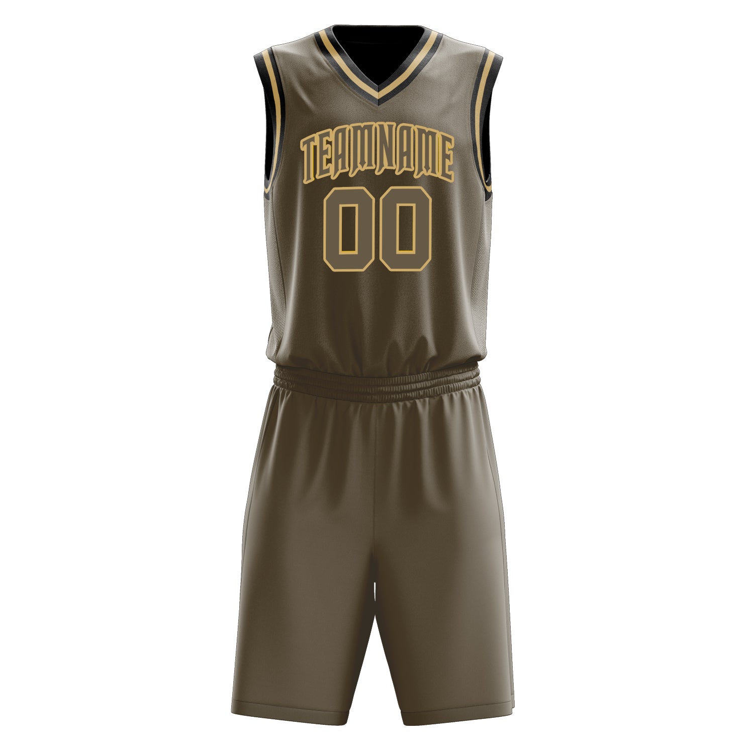 Custom Professional Olive Old Gold Basketball Jersey Set