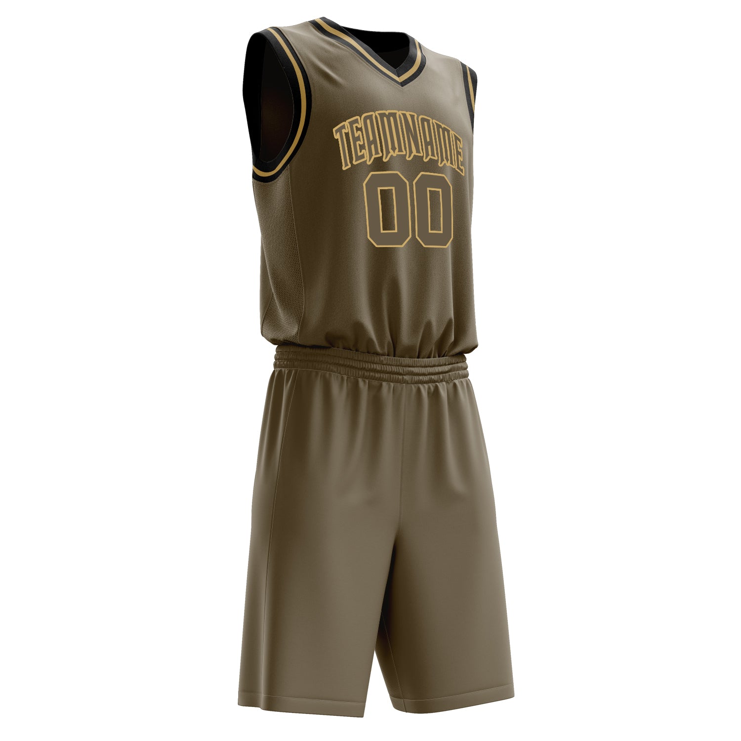Maßgeschneidertes professionelles Oliv Altgold Basketballtrikot-Set