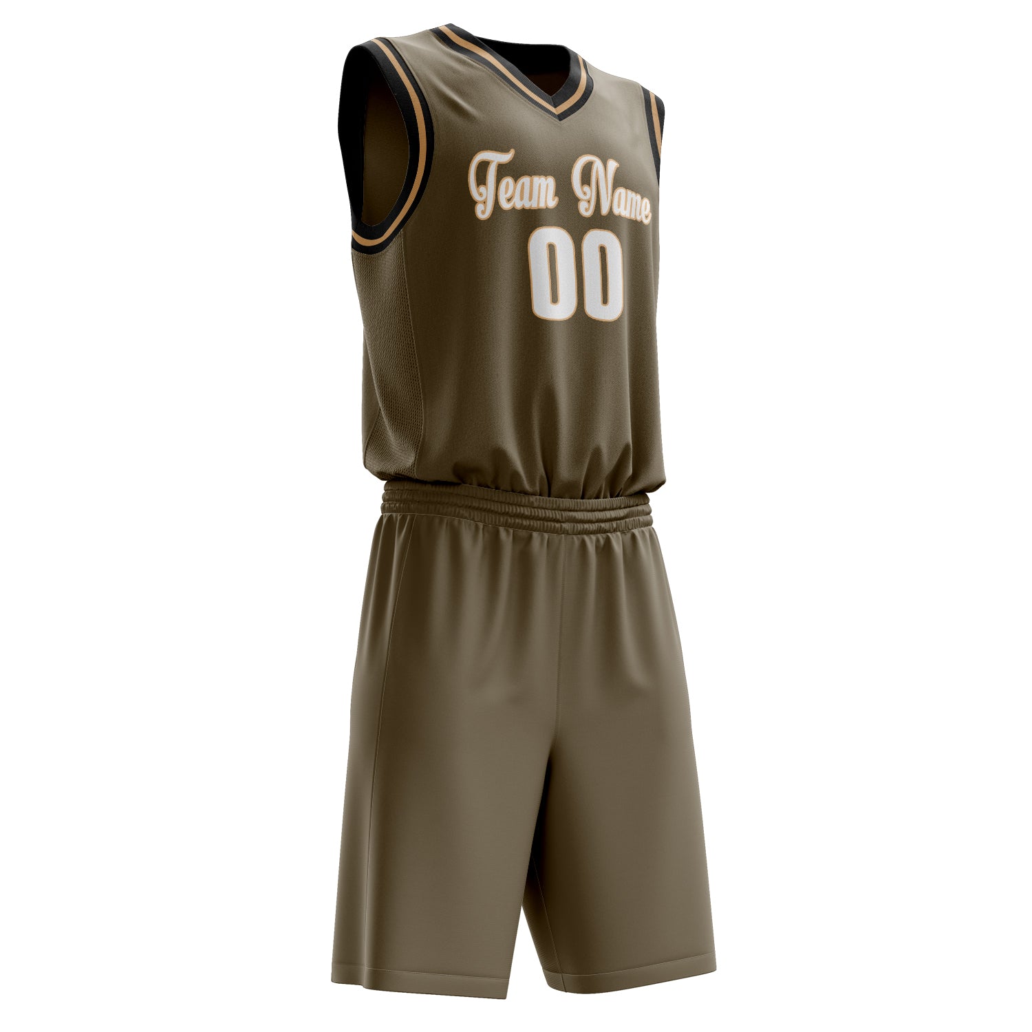 Maßgeschneidertes professionelles Oliv Weiß Basketballtrikot-Set