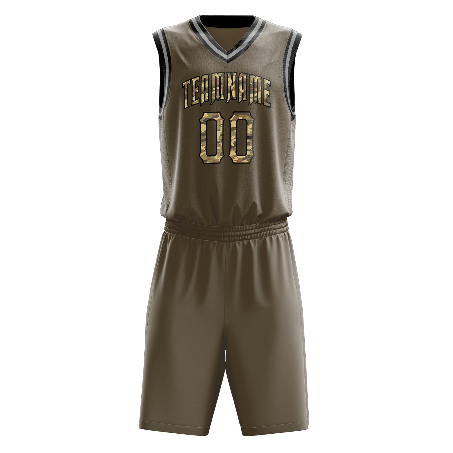 Custom Professional Olive Camo Basketball Jersey Set