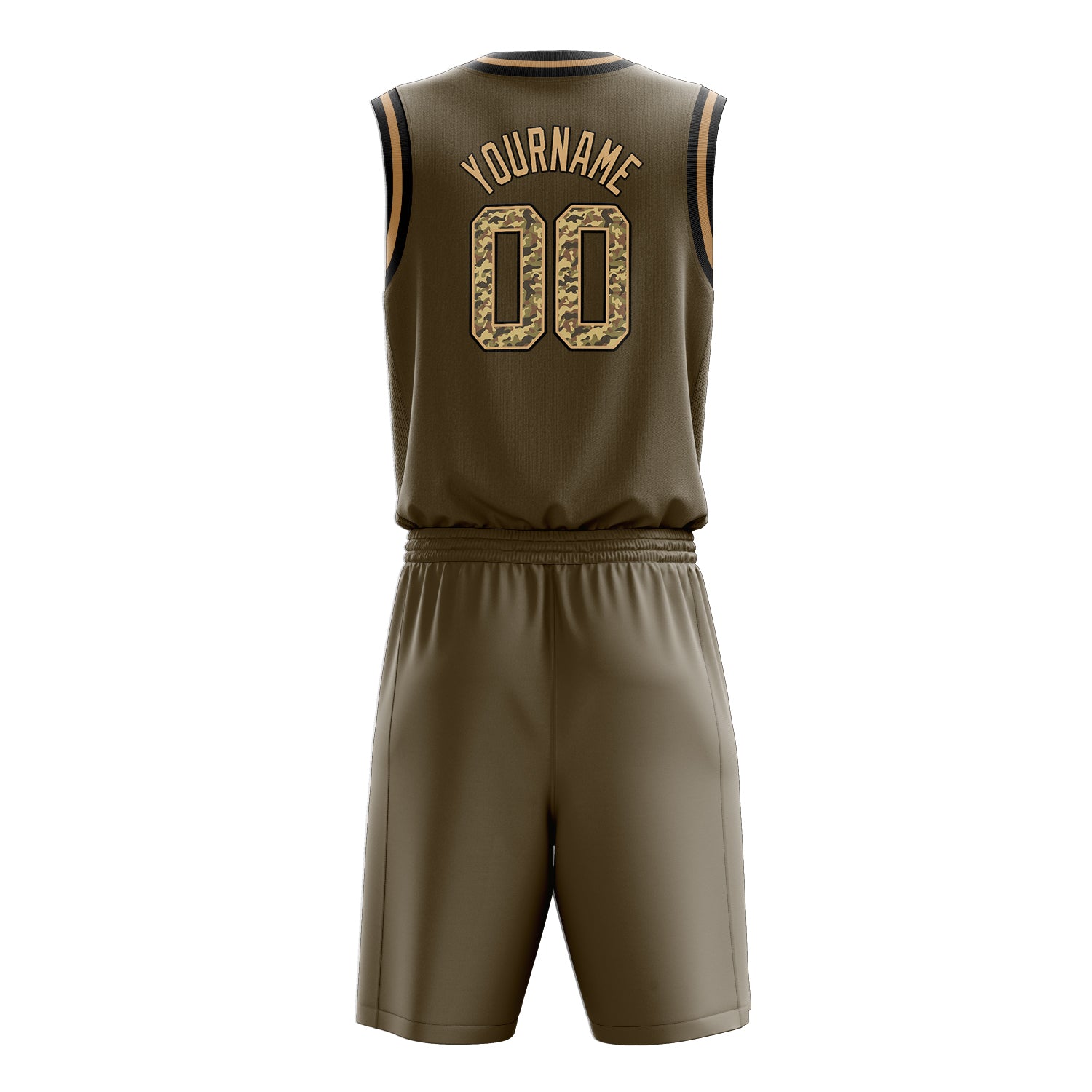 Maßgeschneidertes professionelles Oliv Camo Basketballtrikot-Set