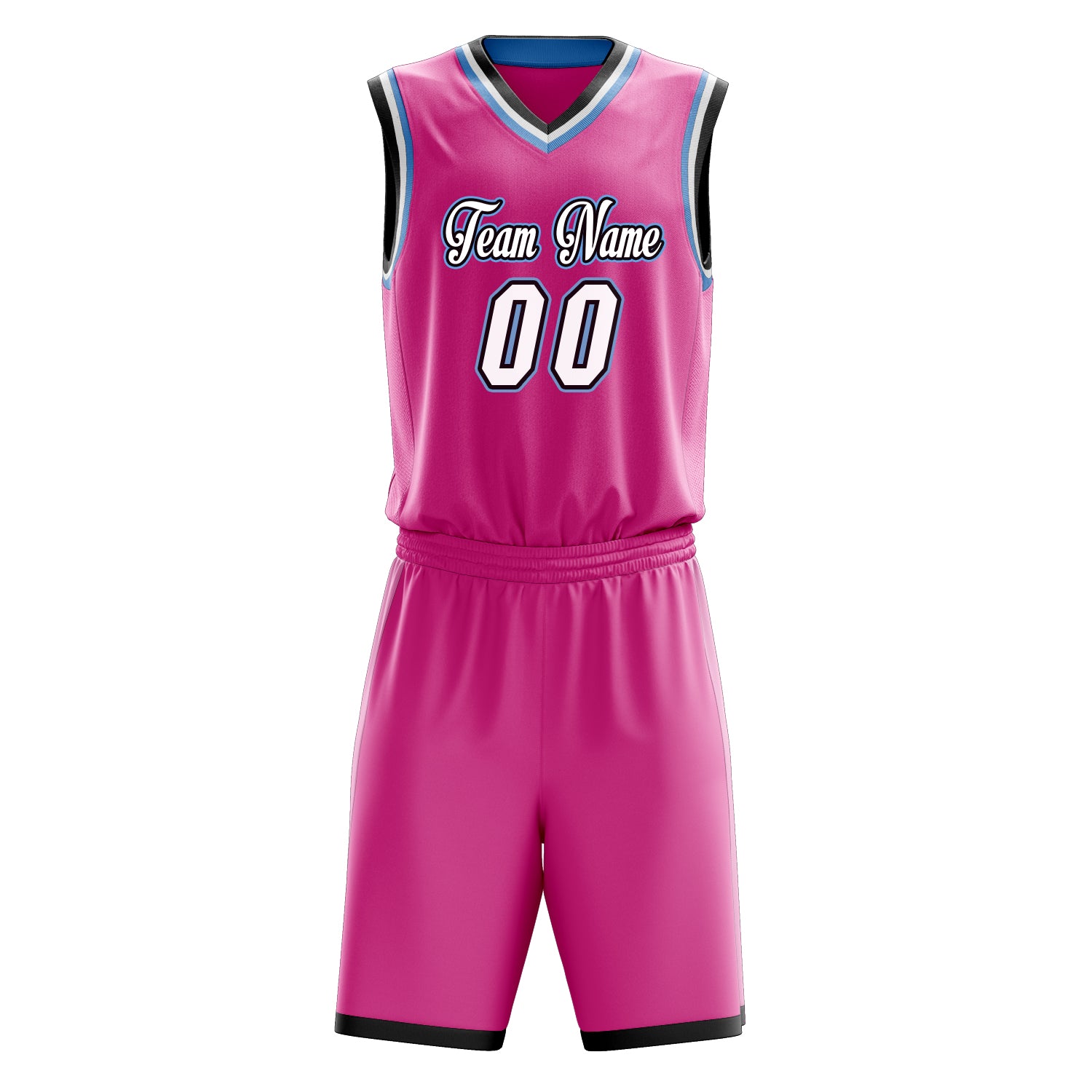 Custom Professional Pink White Basketball Jersey Set