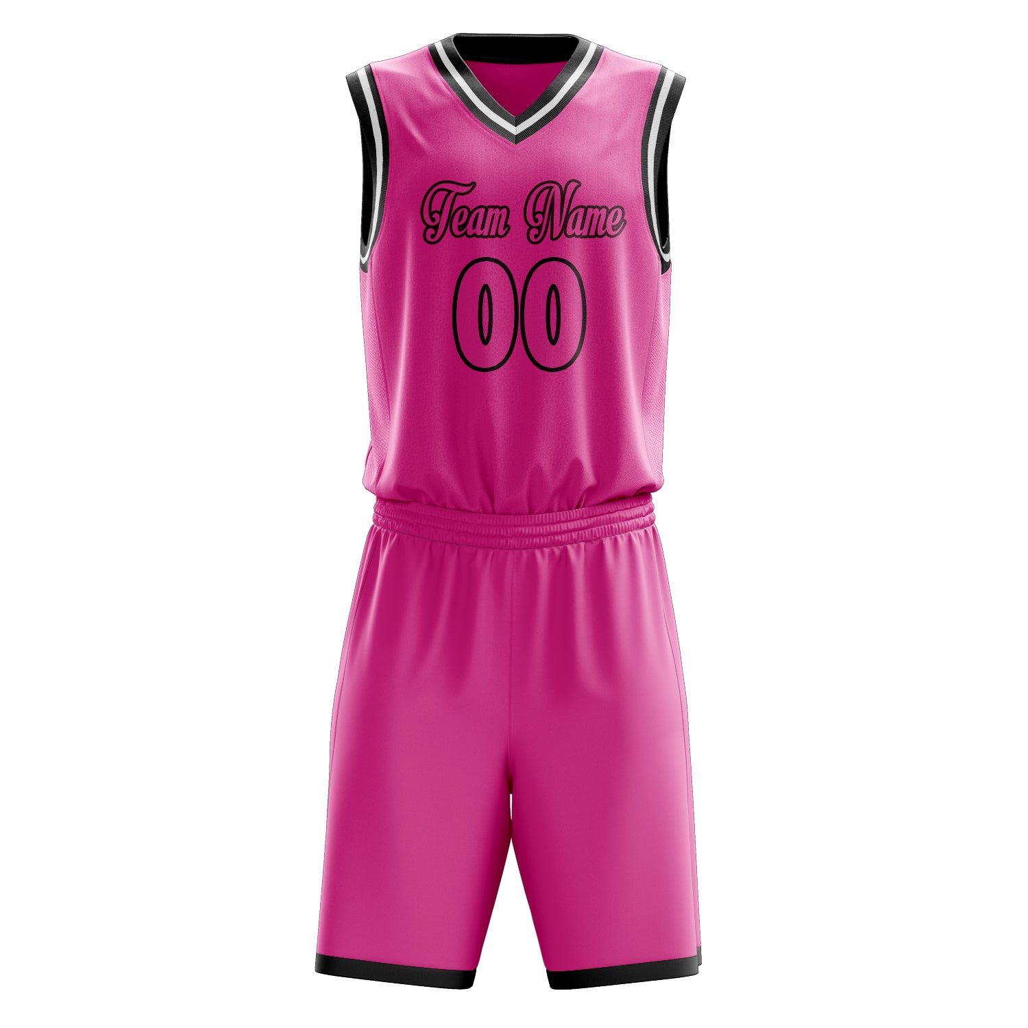 Custom Professional Pink Black Basketball Jersey Set
