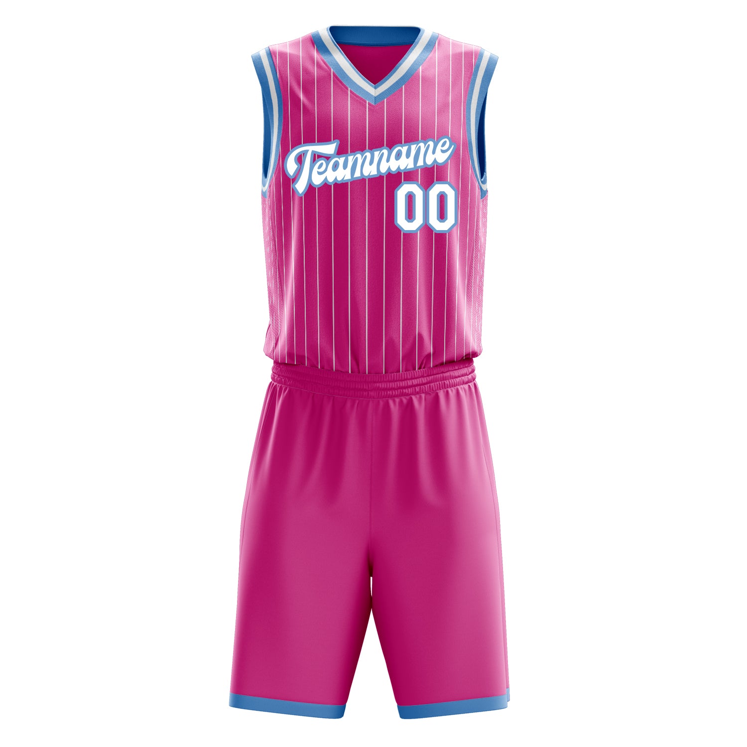 Custom Professional Pink Light Blue Basketball Jersey Set