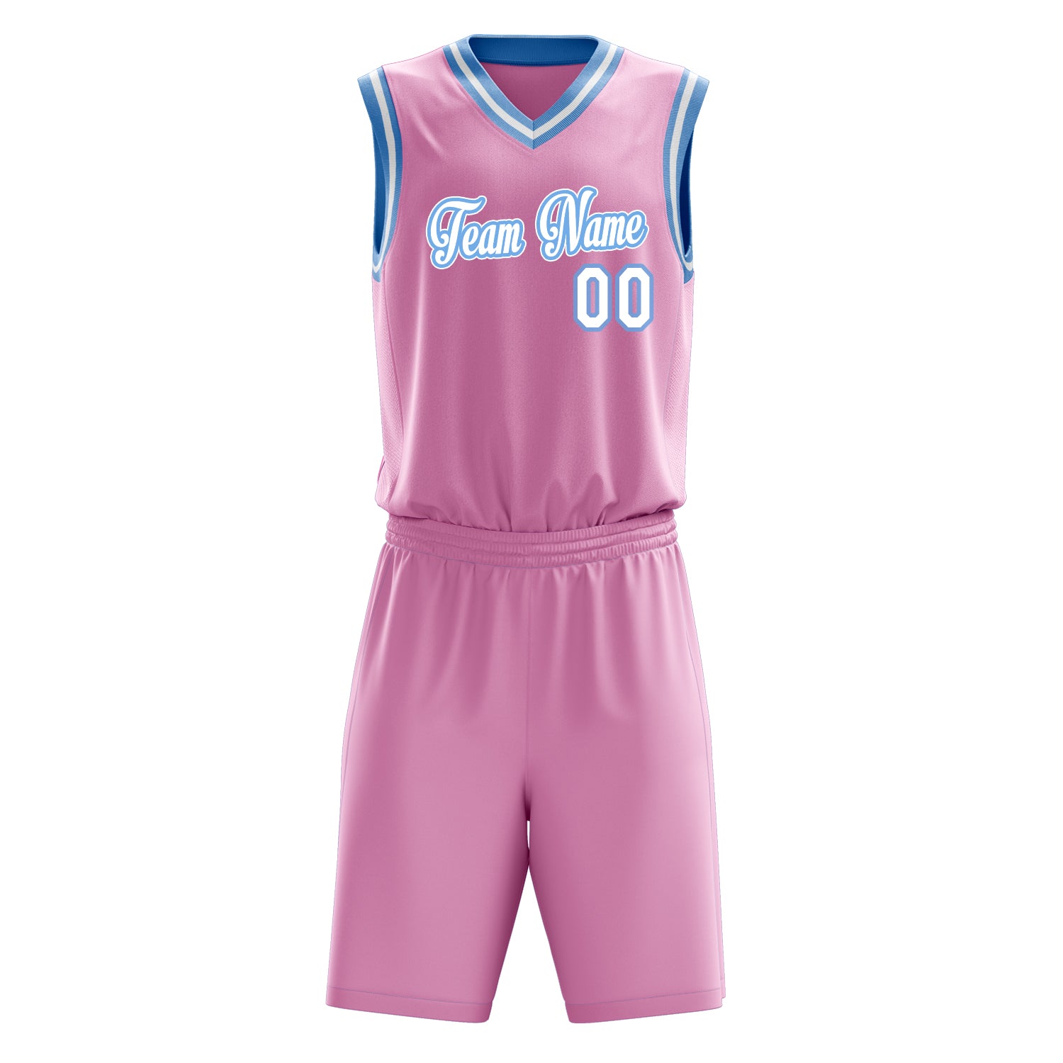 Custom Professional Pink White Basketball Jersey Set