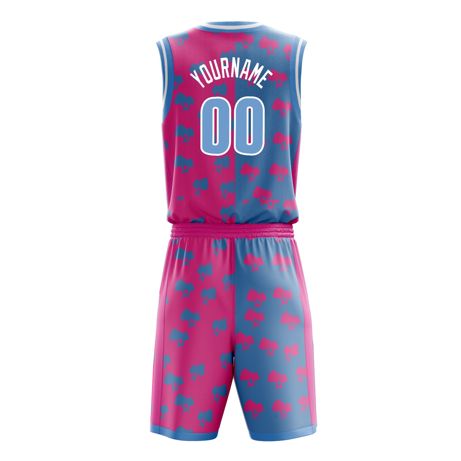 Maßgeschneidertes professionelles Rosa Hellblau Basketballtrikot-Set