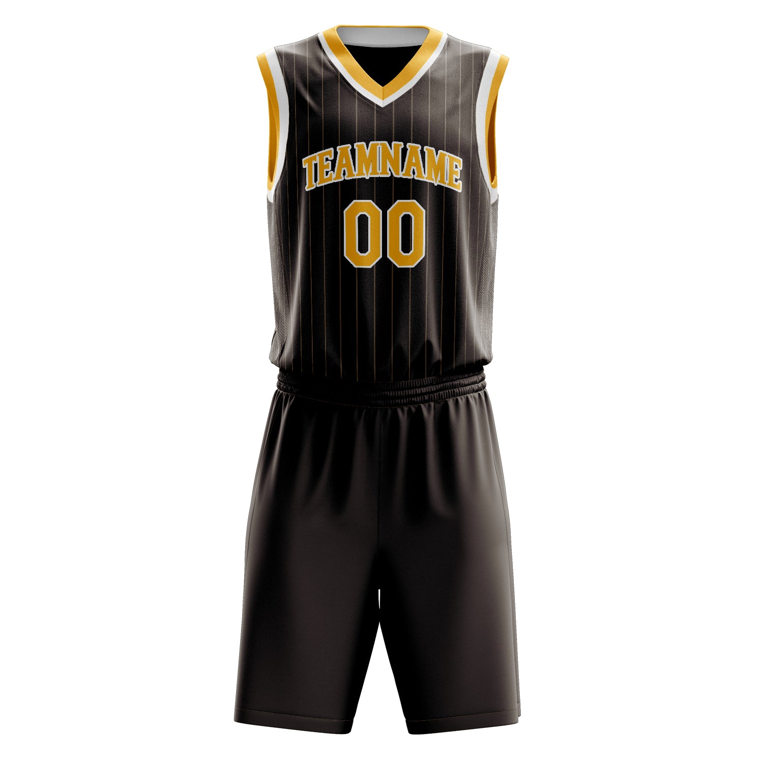 Custom Professional Brown Gold Basketball Jersey Set