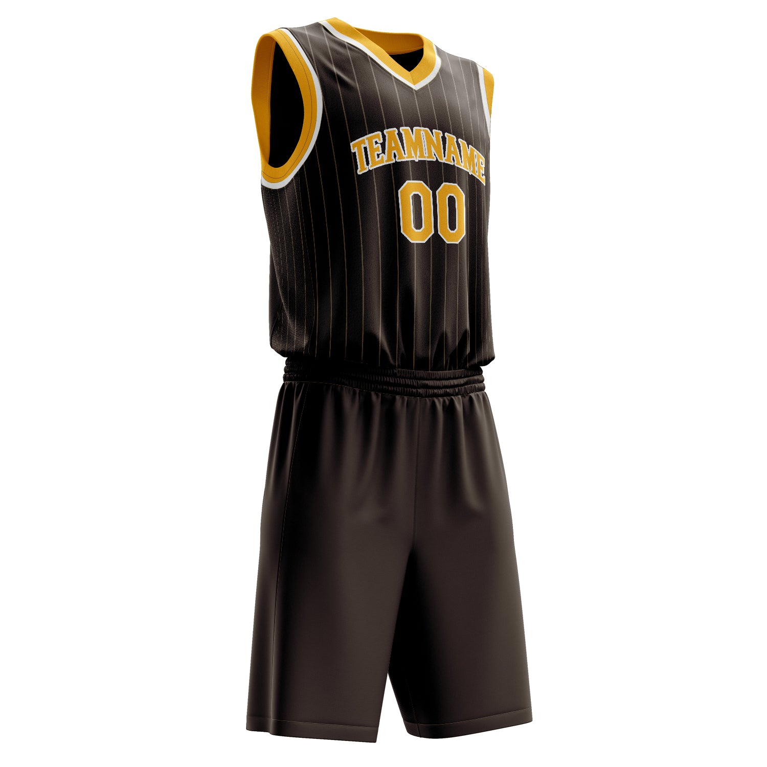 Maßgeschneidertes professionelles Braun Gold Basketballtrikot-Set