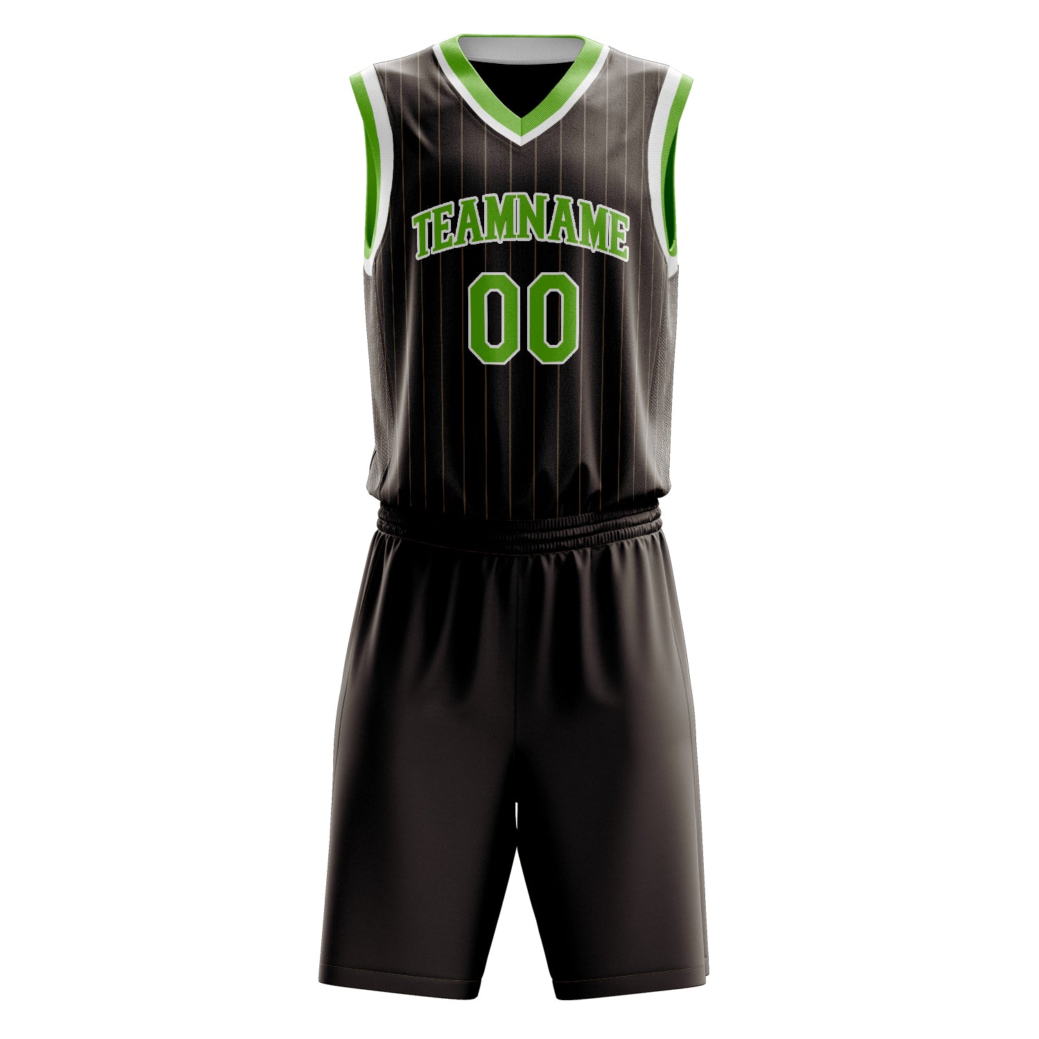 Custom Professional Brown Neon Green Basketball Jersey Set