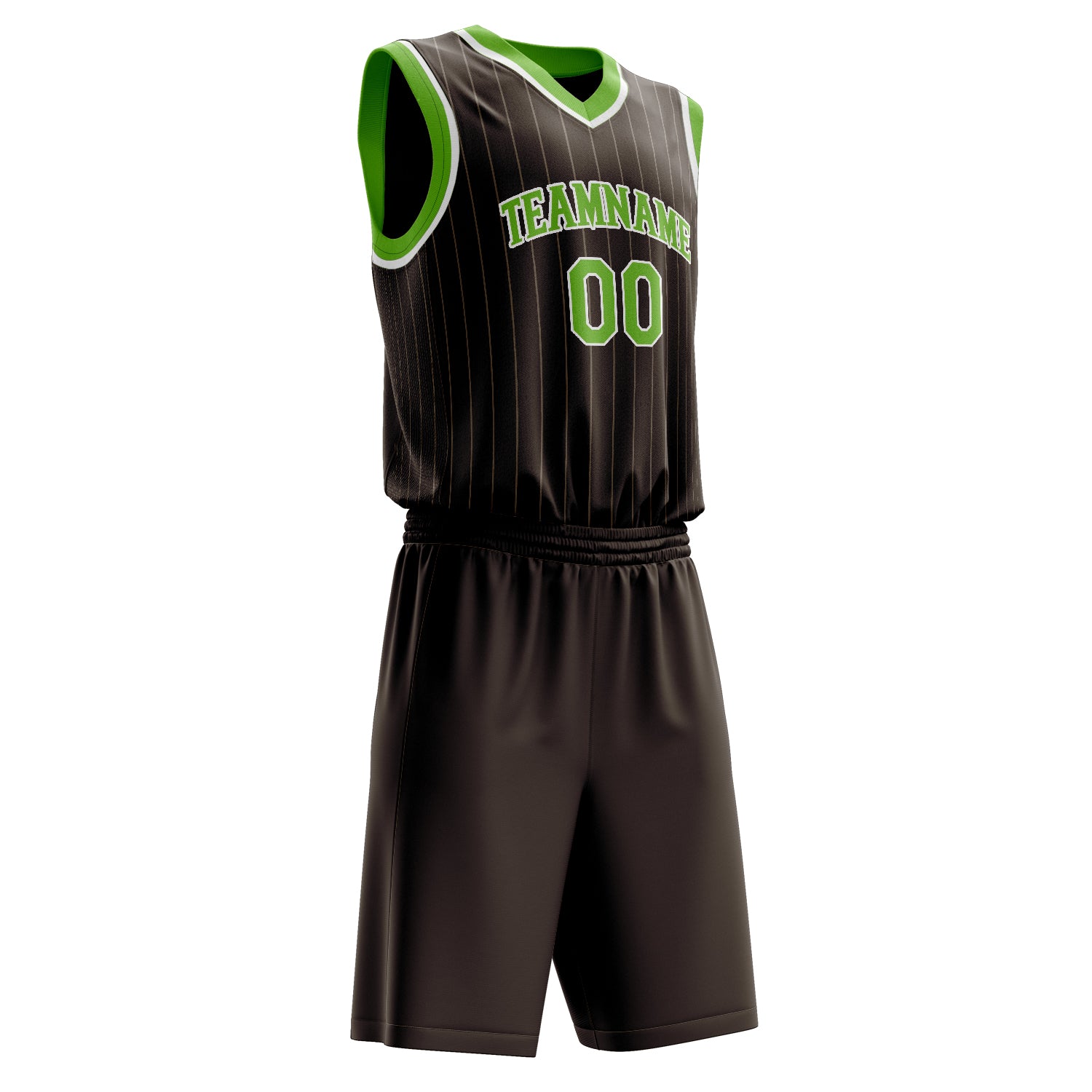 Custom Professional Brown Neon Green Basketball Jersey Set