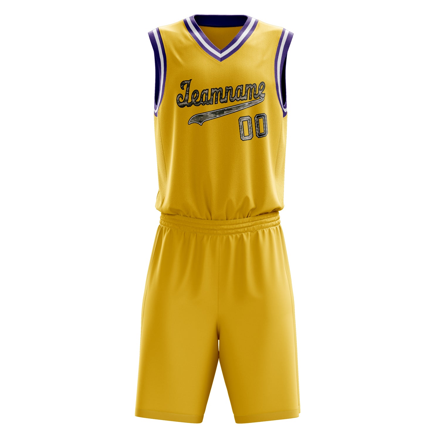 Custom Professional Gold Purple Basketball Jersey Set