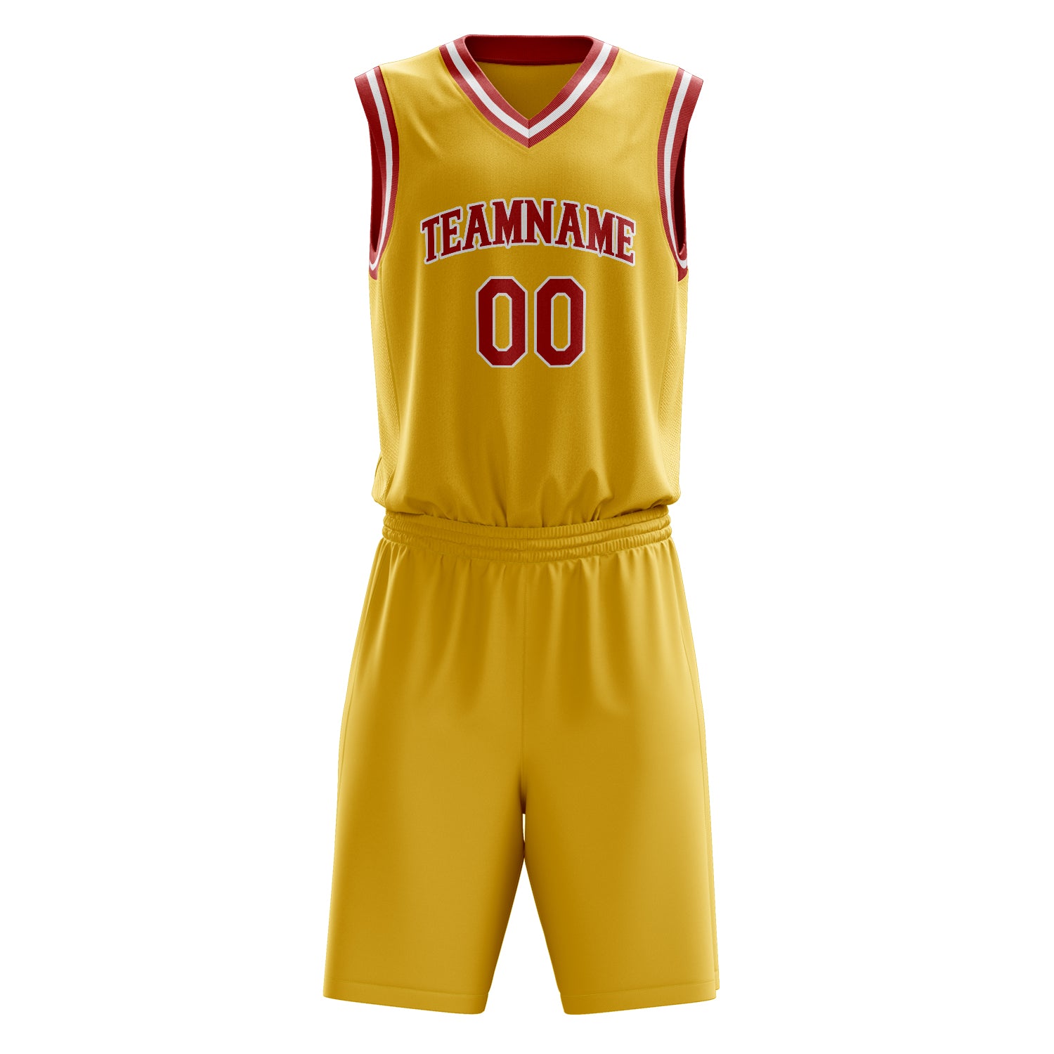 Custom Professional Gold Red Basketball Jersey Set