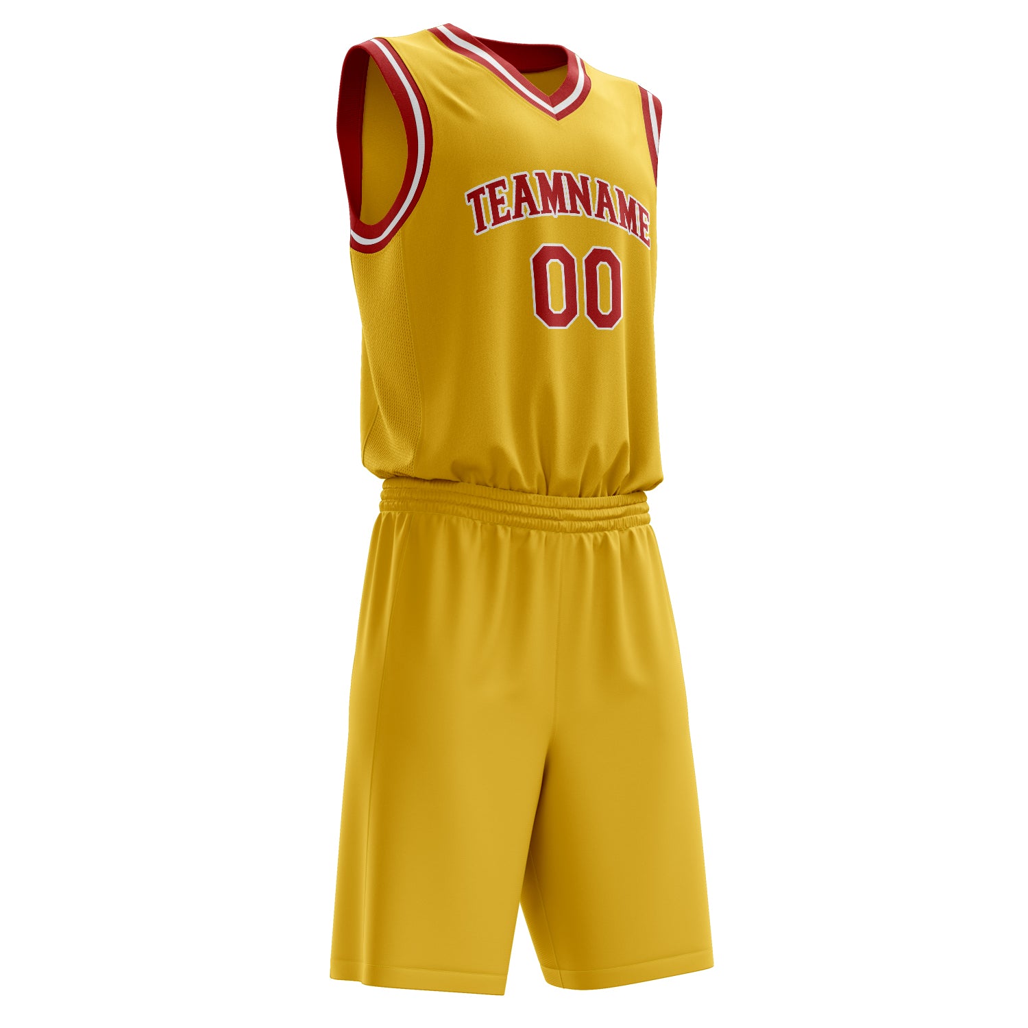 Custom Professional Gold Red Basketball Jersey Set