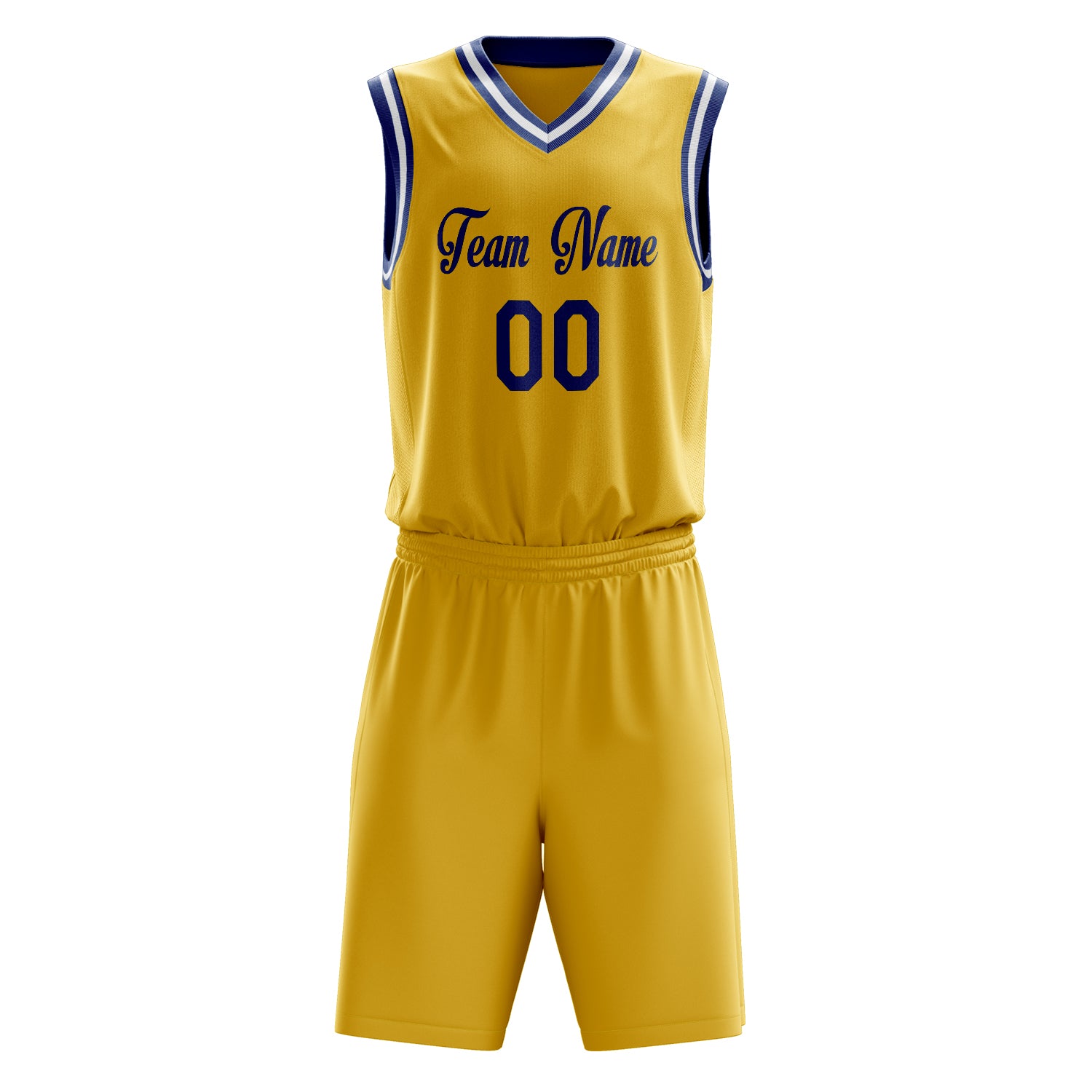 Custom Professional Gold Royal Blue Basketball Jersey Set