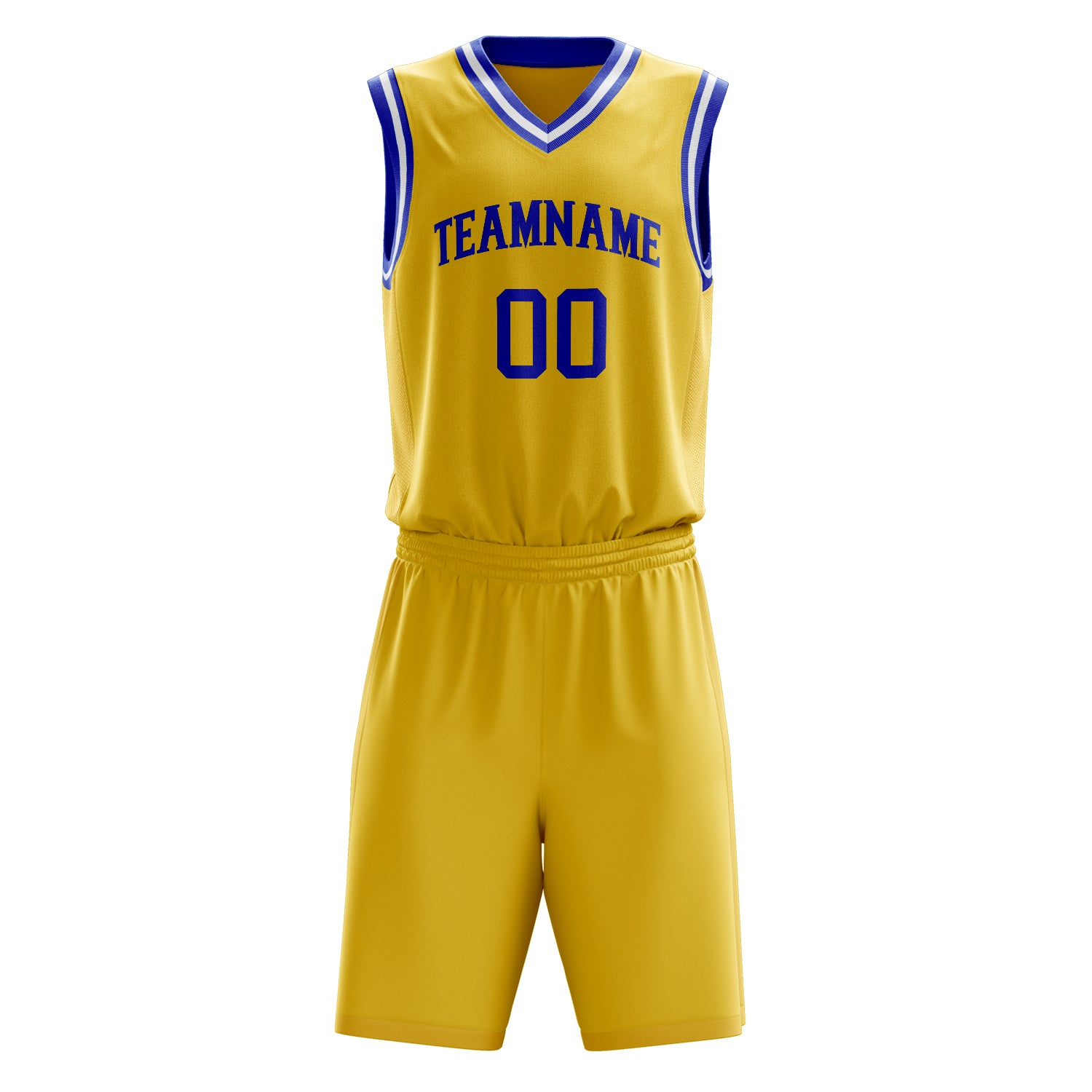Custom Professional Gold Royal Blue Basketball Jersey Set