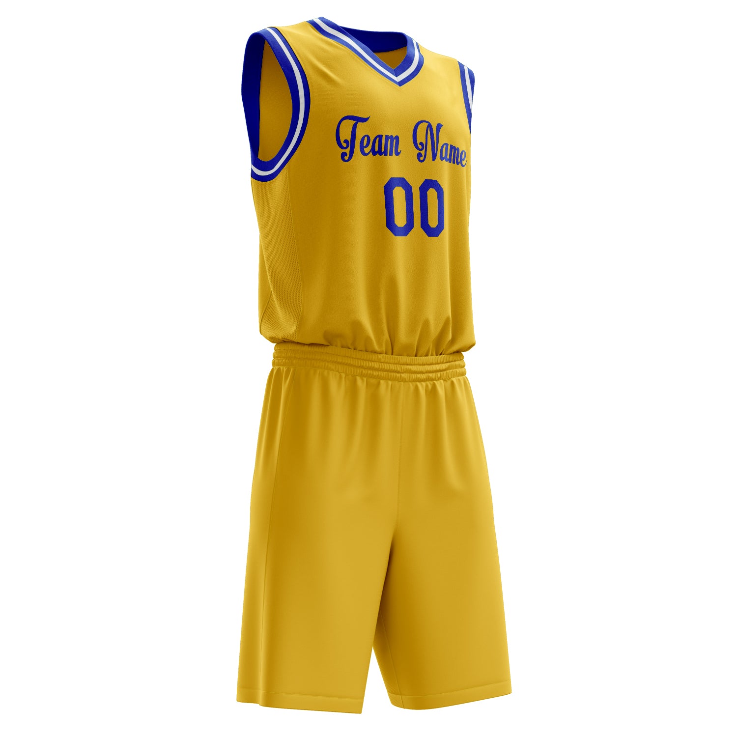 Maßgeschneidertes professionelles Gold Königsblau Basketballtrikot-Set