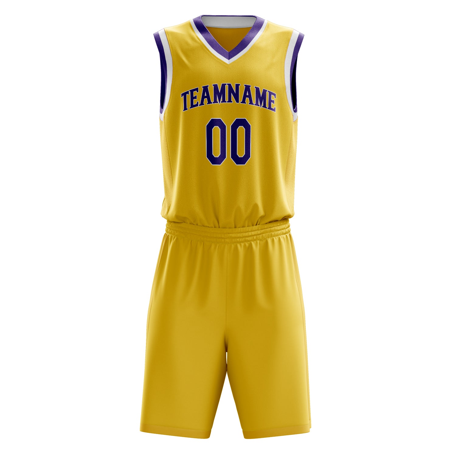 Custom Professional Gold Purple Basketball Jersey Set