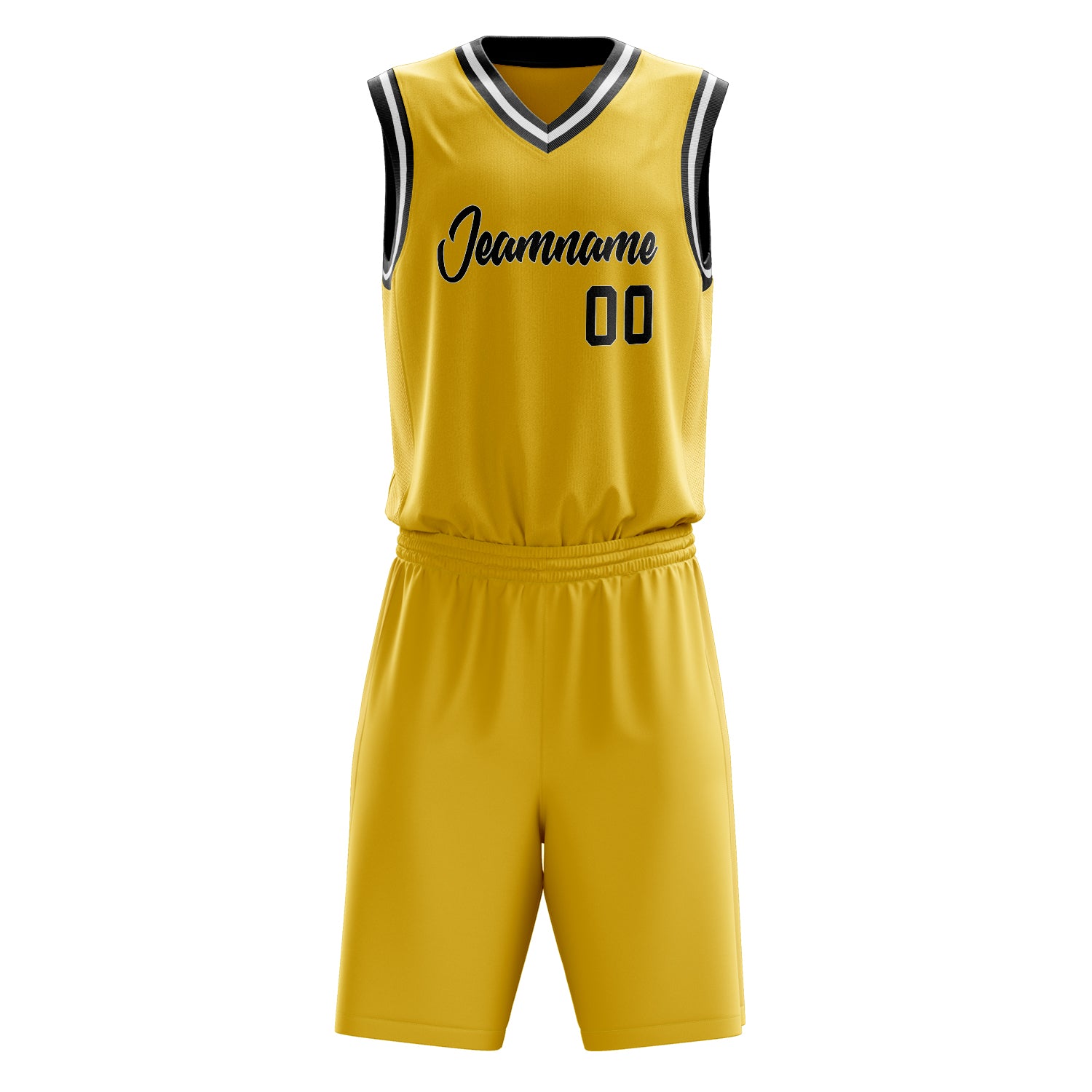 Custom Professional Gold Black Basketball Jersey Set