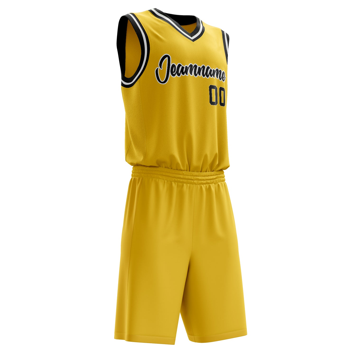Maßgeschneidertes professionelles Gold Schwarz Basketballtrikot-Set