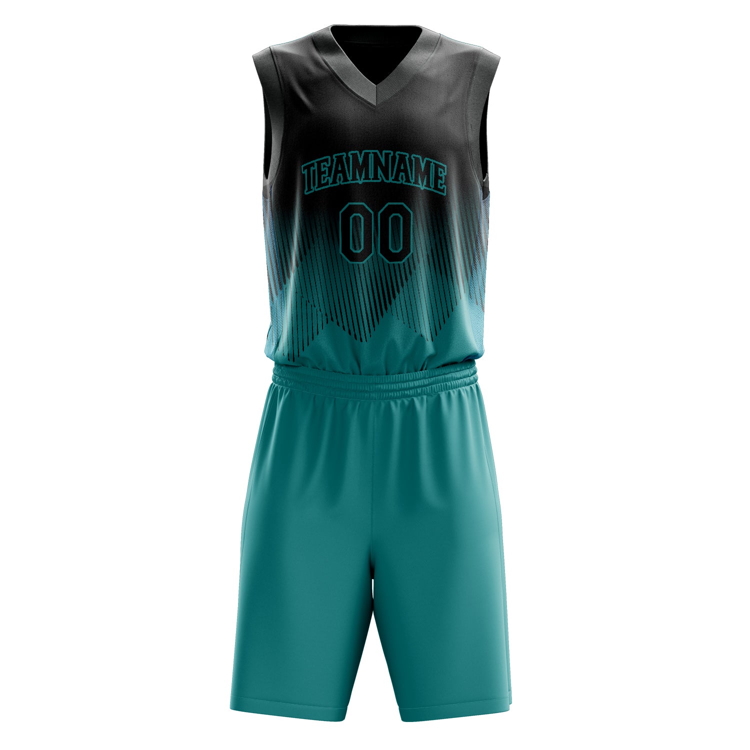 Custom Professional Teal Black Basketball Jersey Set
