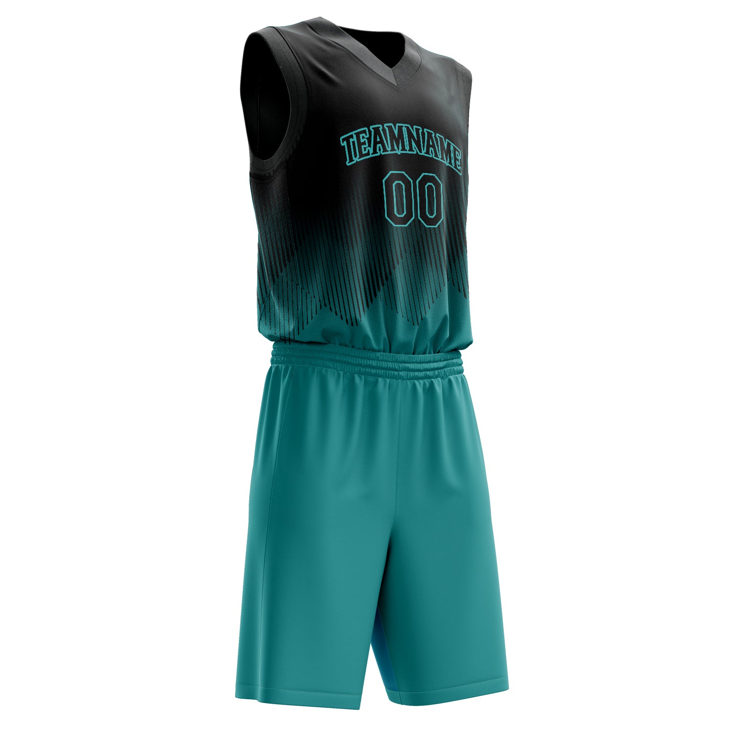 Maßgeschneidertes professionelles Blaugrün Schwarz Basketballtrikot-Set