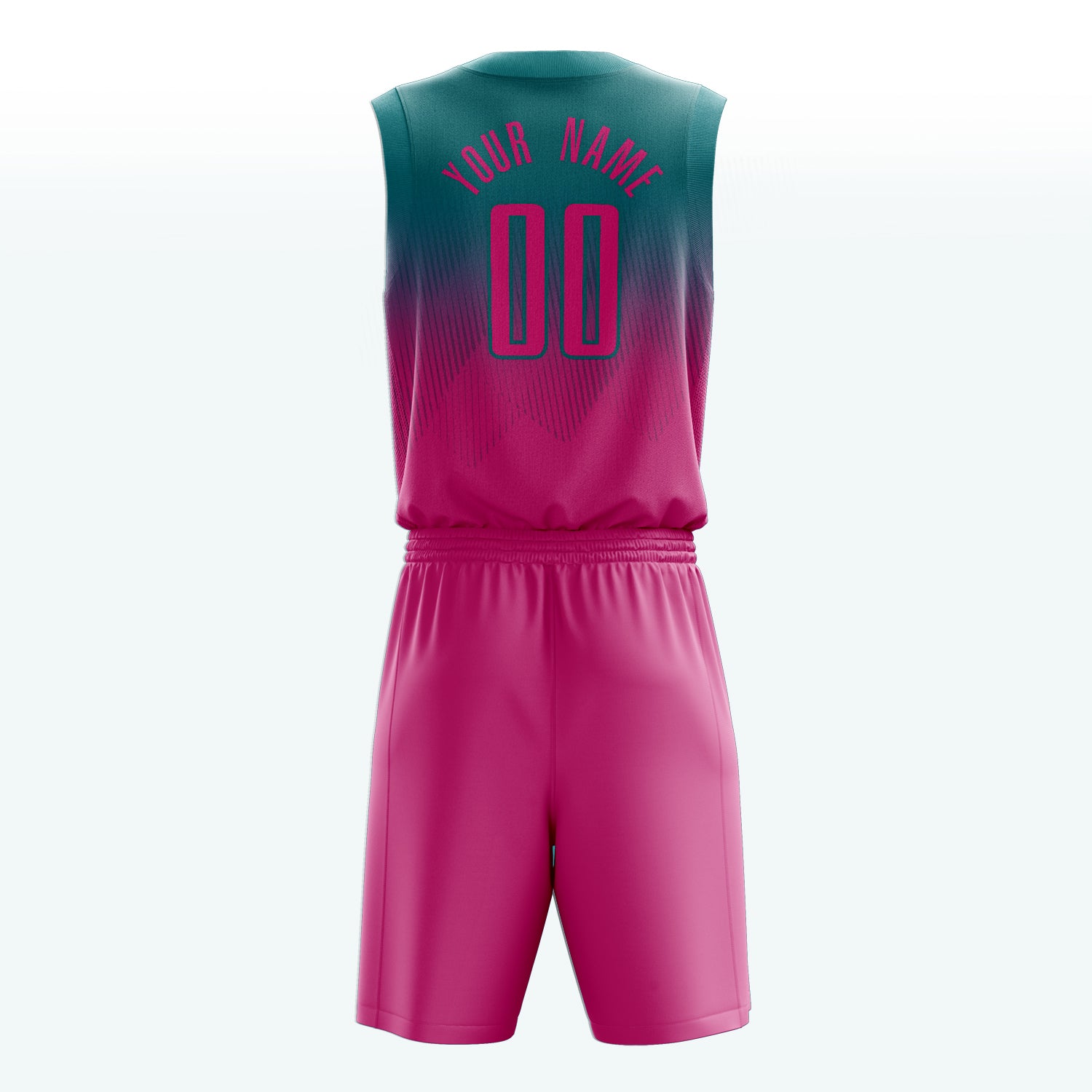 Maßgeschneidertes professionelles Blaugrün Rosa Basketballtrikot-Set