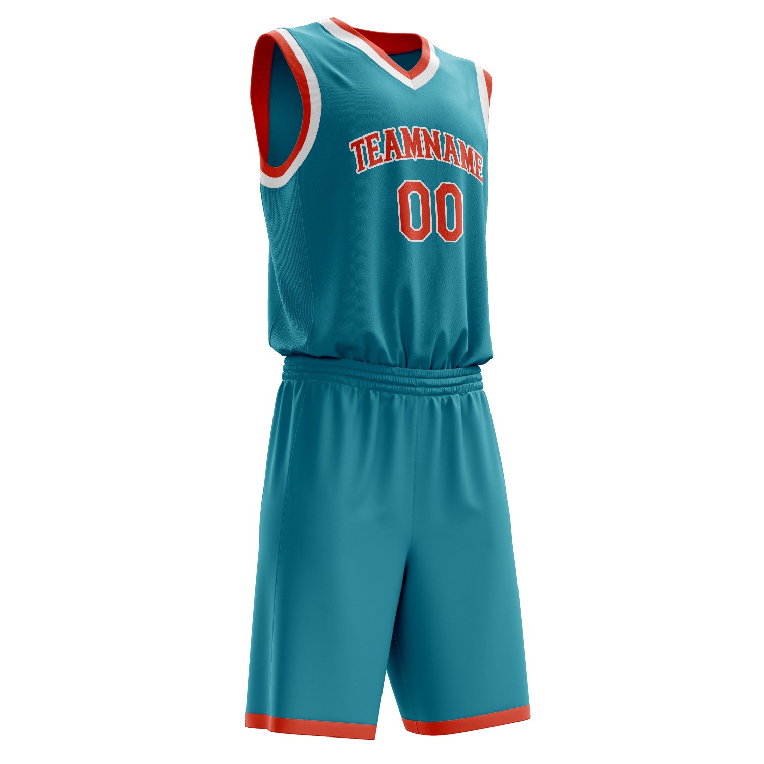 Maßgeschneidertes professionelles Blaugrün Orange Basketballtrikot-Set