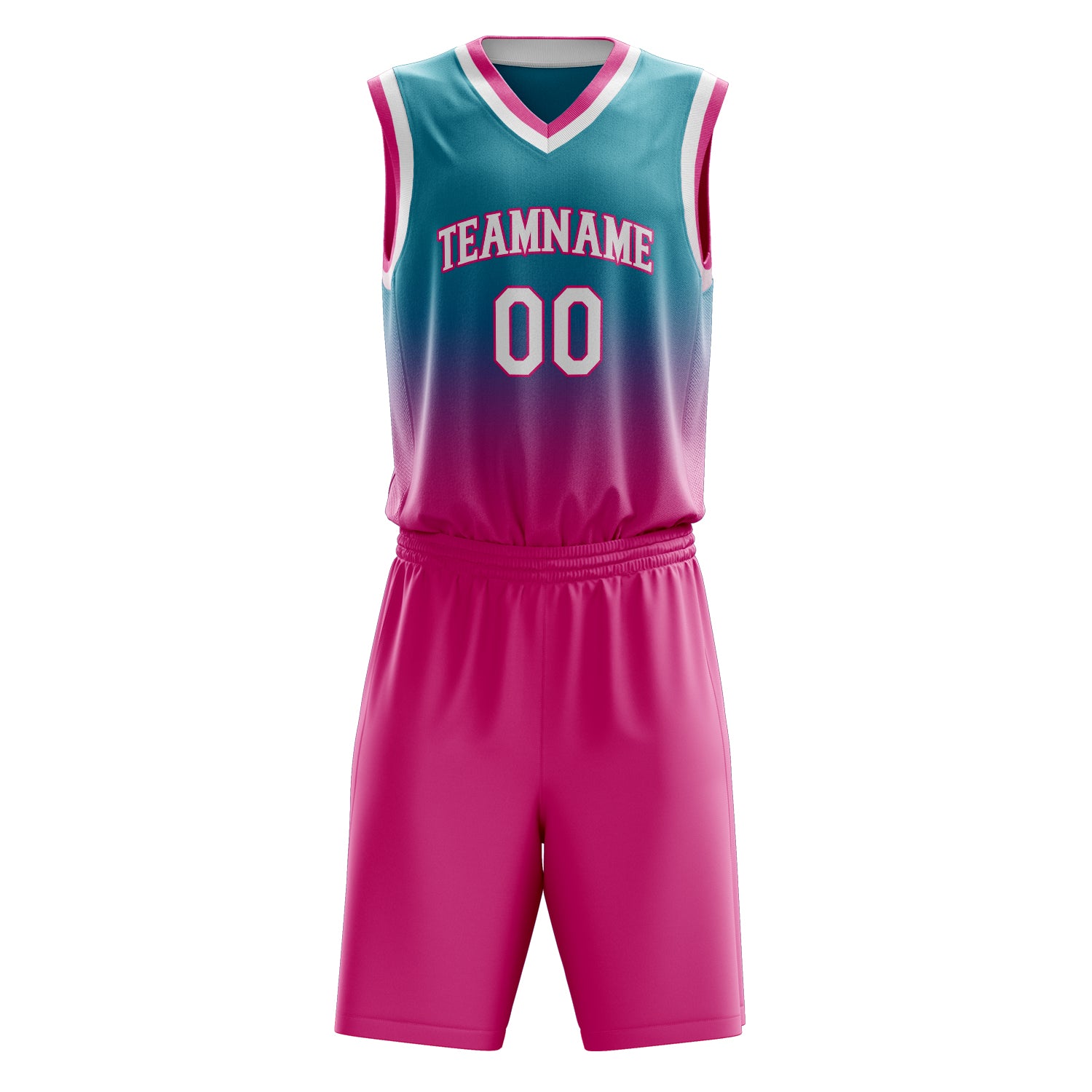 Custom Professional Teal Pink Basketball Jersey Set