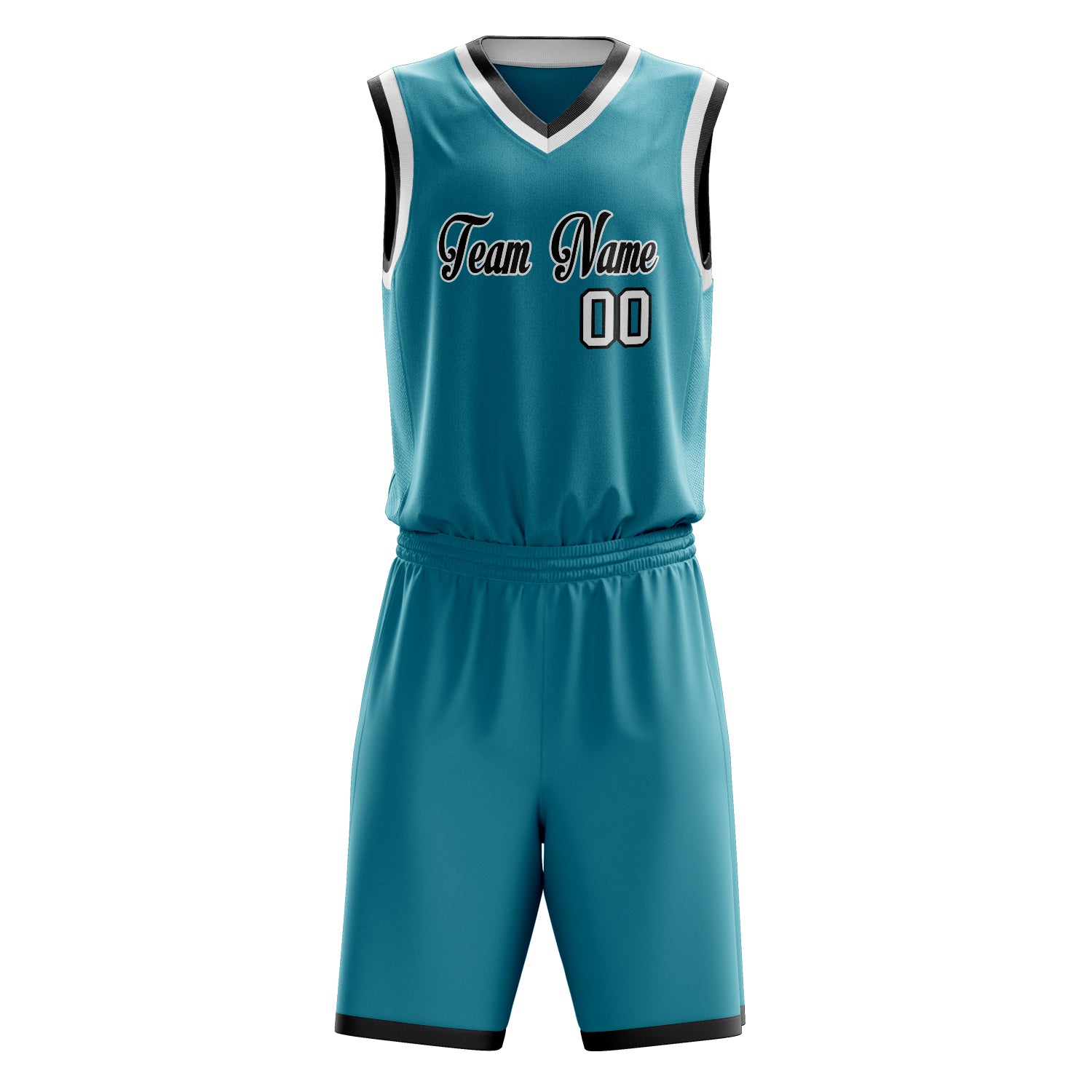 Custom Professional Teal White Basketball Jersey Set