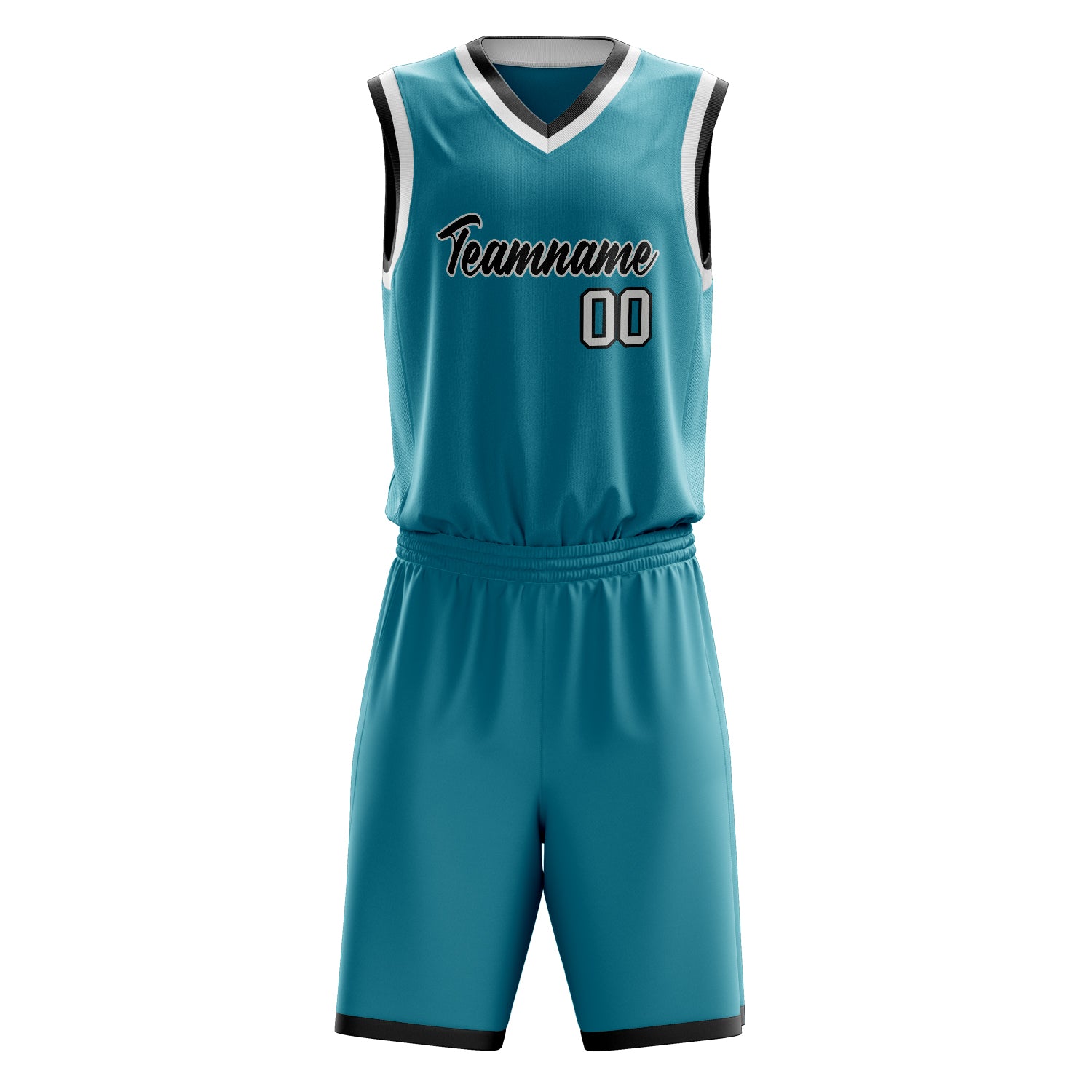 Custom Professional Teal White Basketball Jersey Set