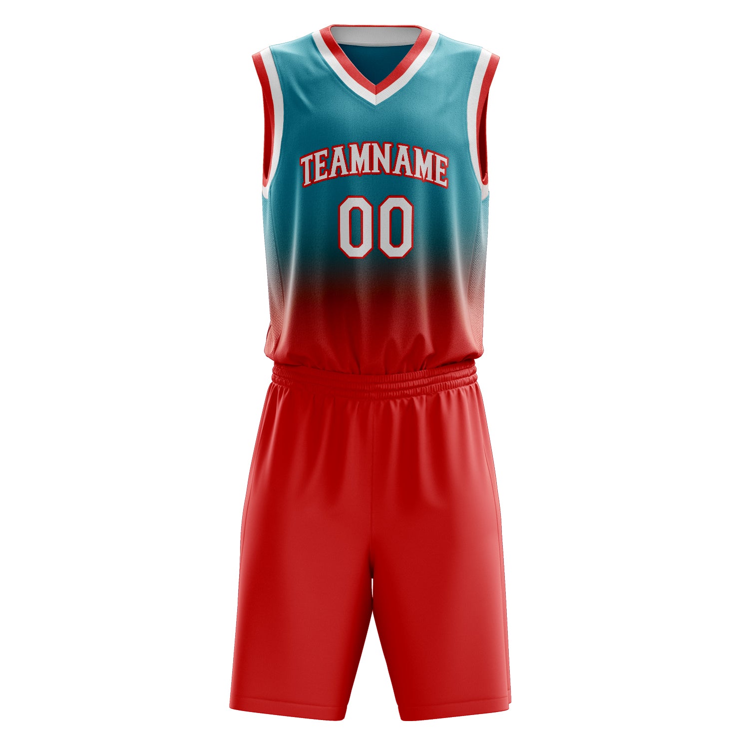 Custom Professional Teal Red Basketball Jersey Set