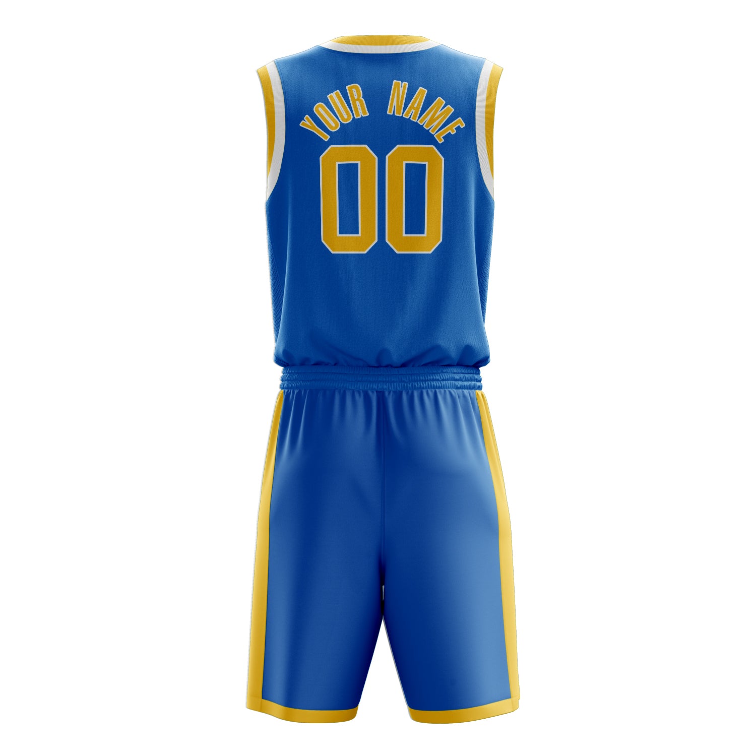 Custom Professional Blue Gold Basketball Jersey Set