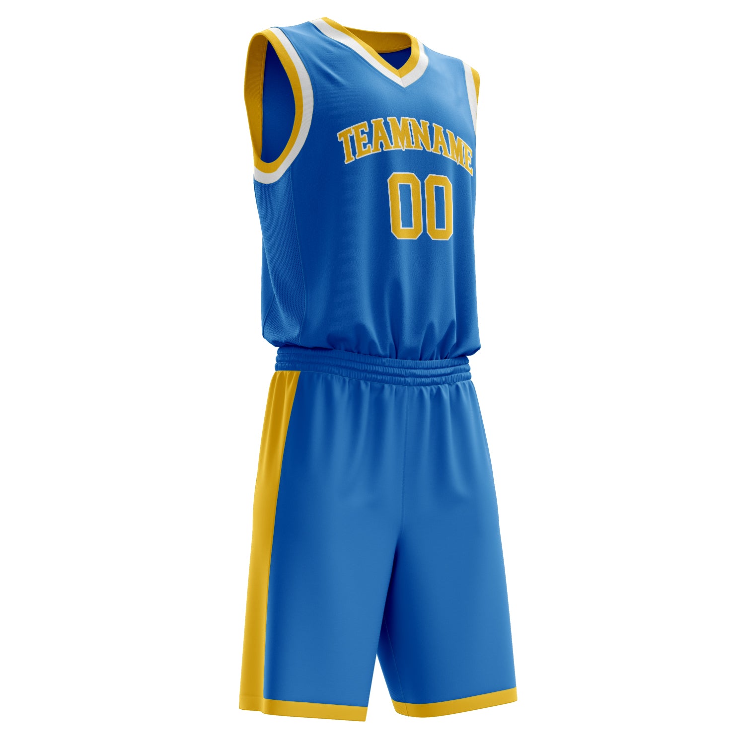 Custom Professional Blue Gold Basketball Jersey Set