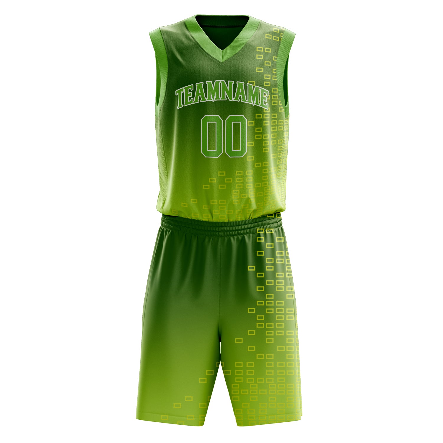 Custom Professional Neon Green White Basketball Jersey Set
