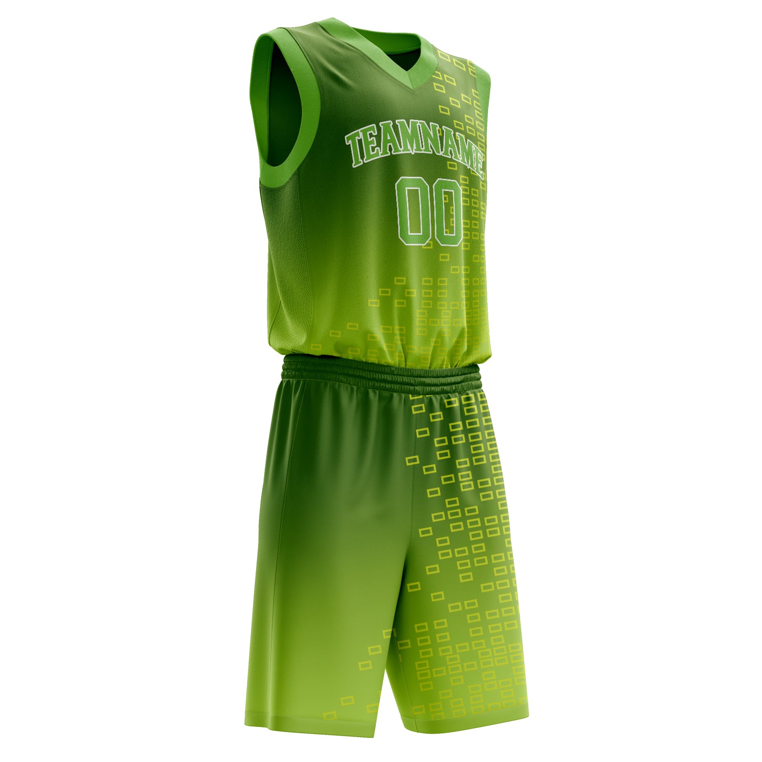 Maßgeschneidertes professionelles Neongrün Weiß Basketballtrikot-Set