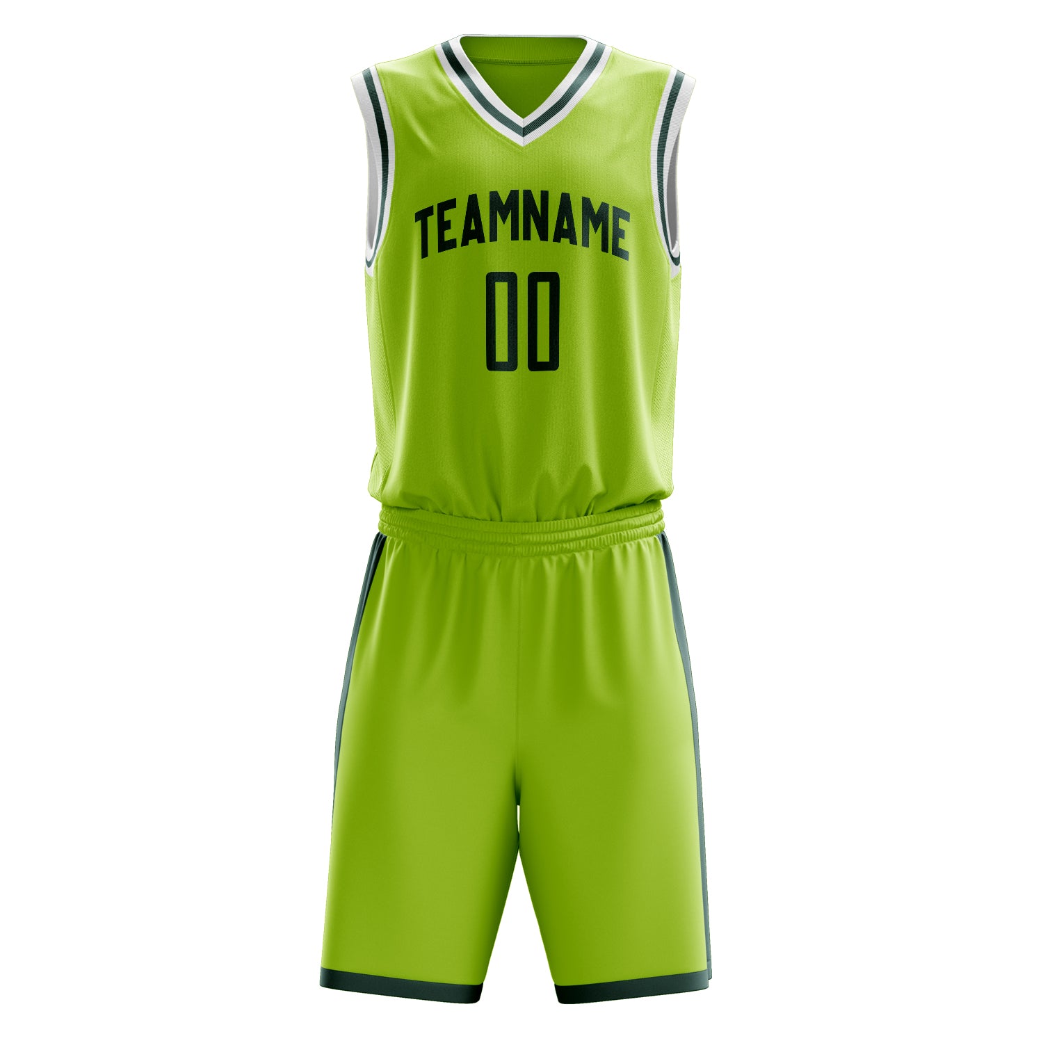 Custom Professional Neon Green Black Basketball Jersey Set