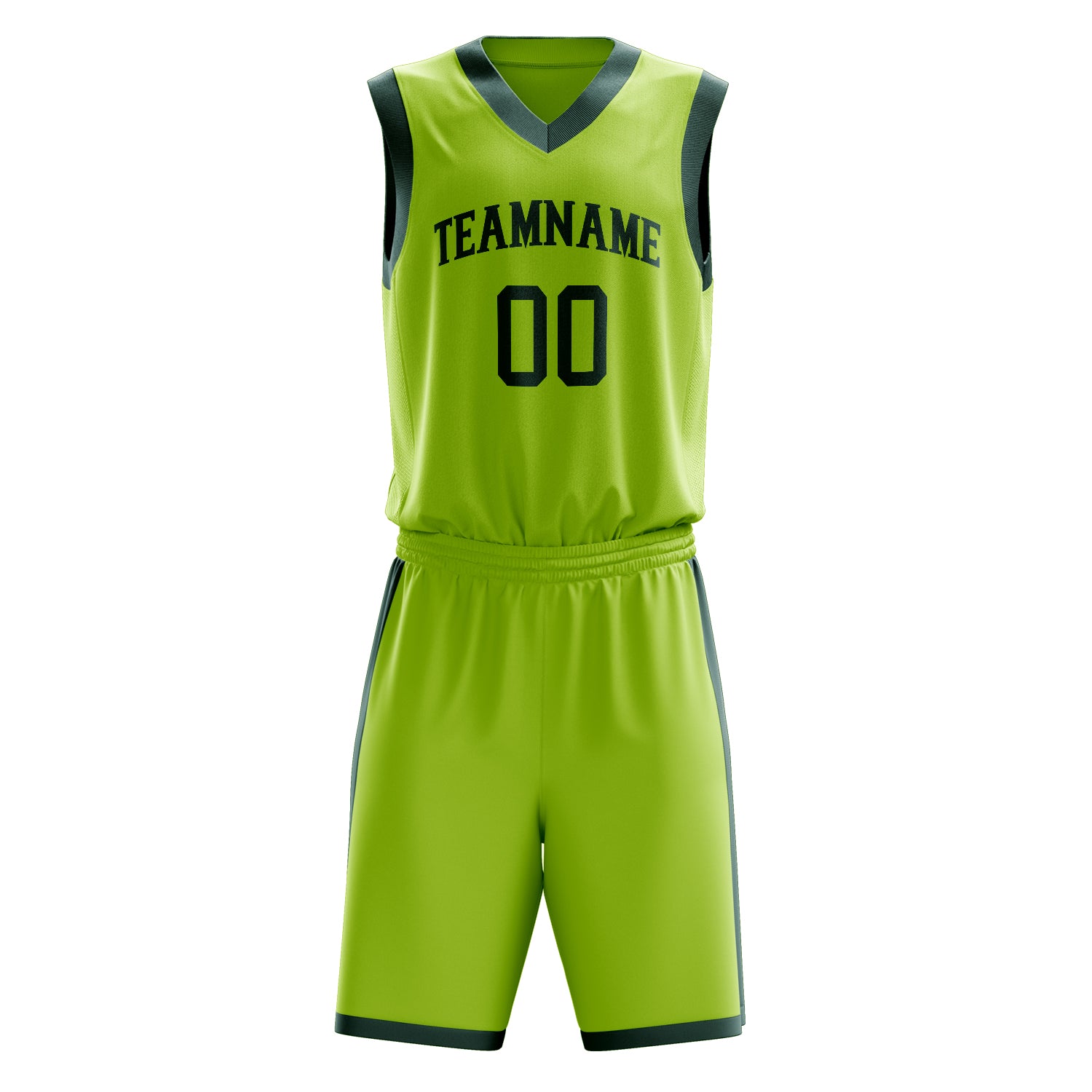 Custom Professional Neon Green Black Basketball Jersey Set
