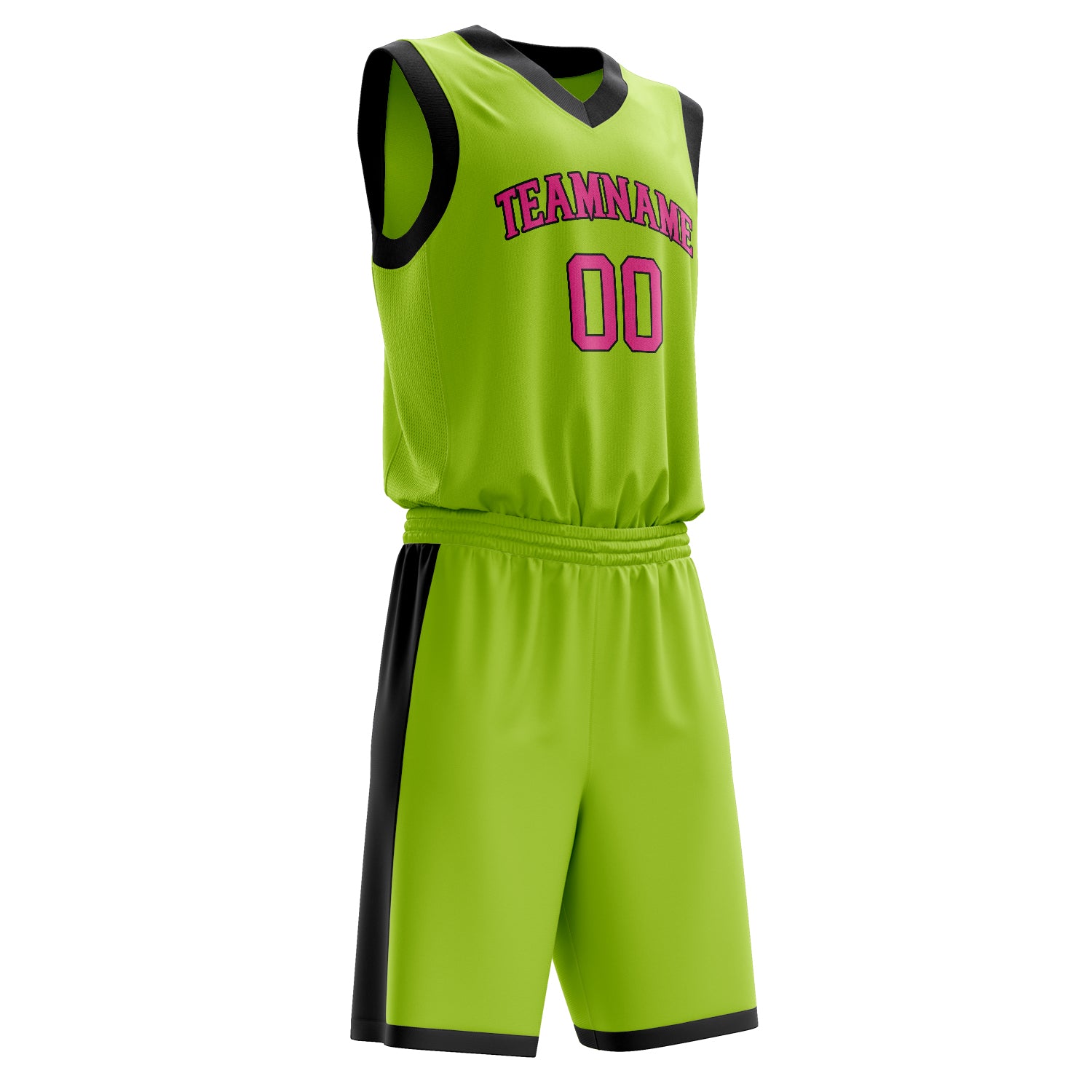 Maßgeschneidertes professionelles Neongrün Rosa Basketballtrikot-Set