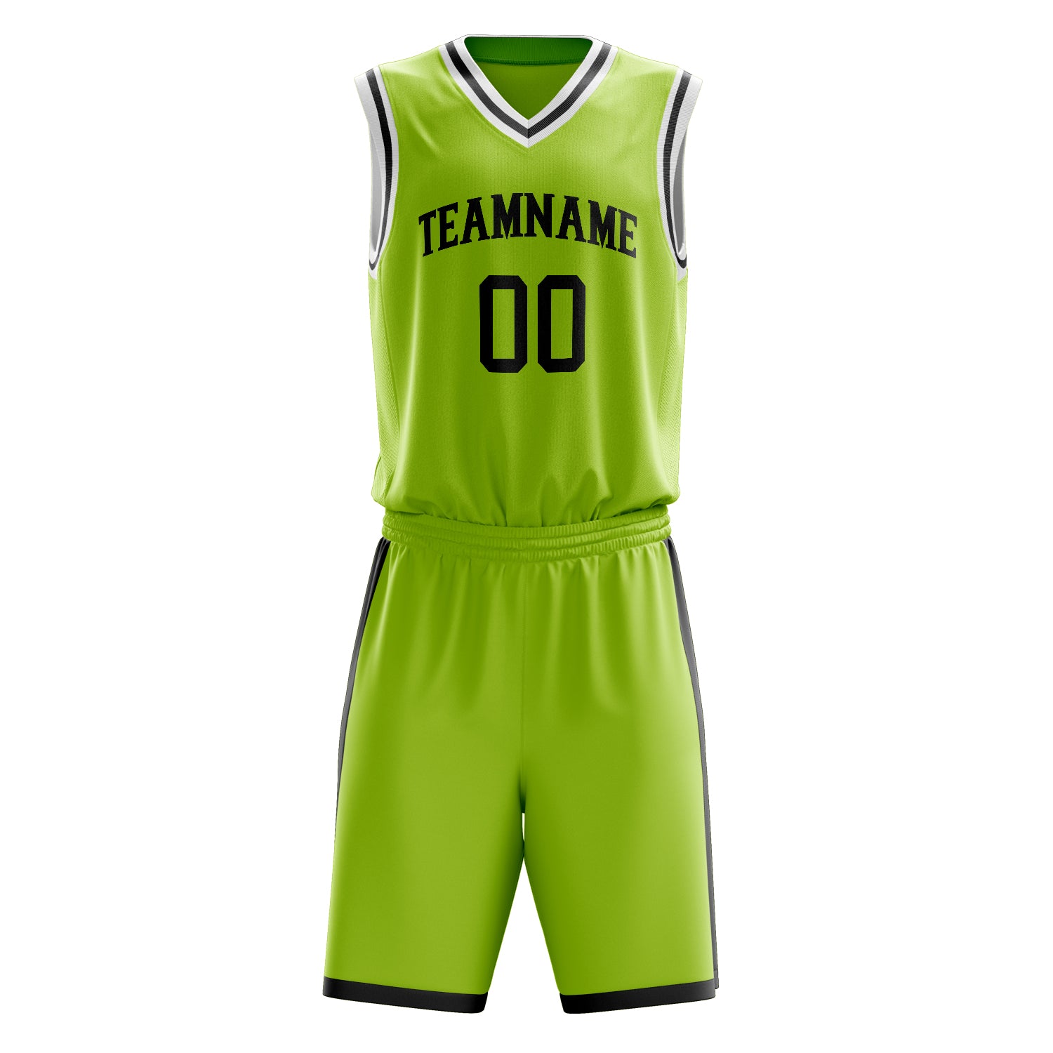 Custom Professional Neon Green Black Basketball Jersey Set