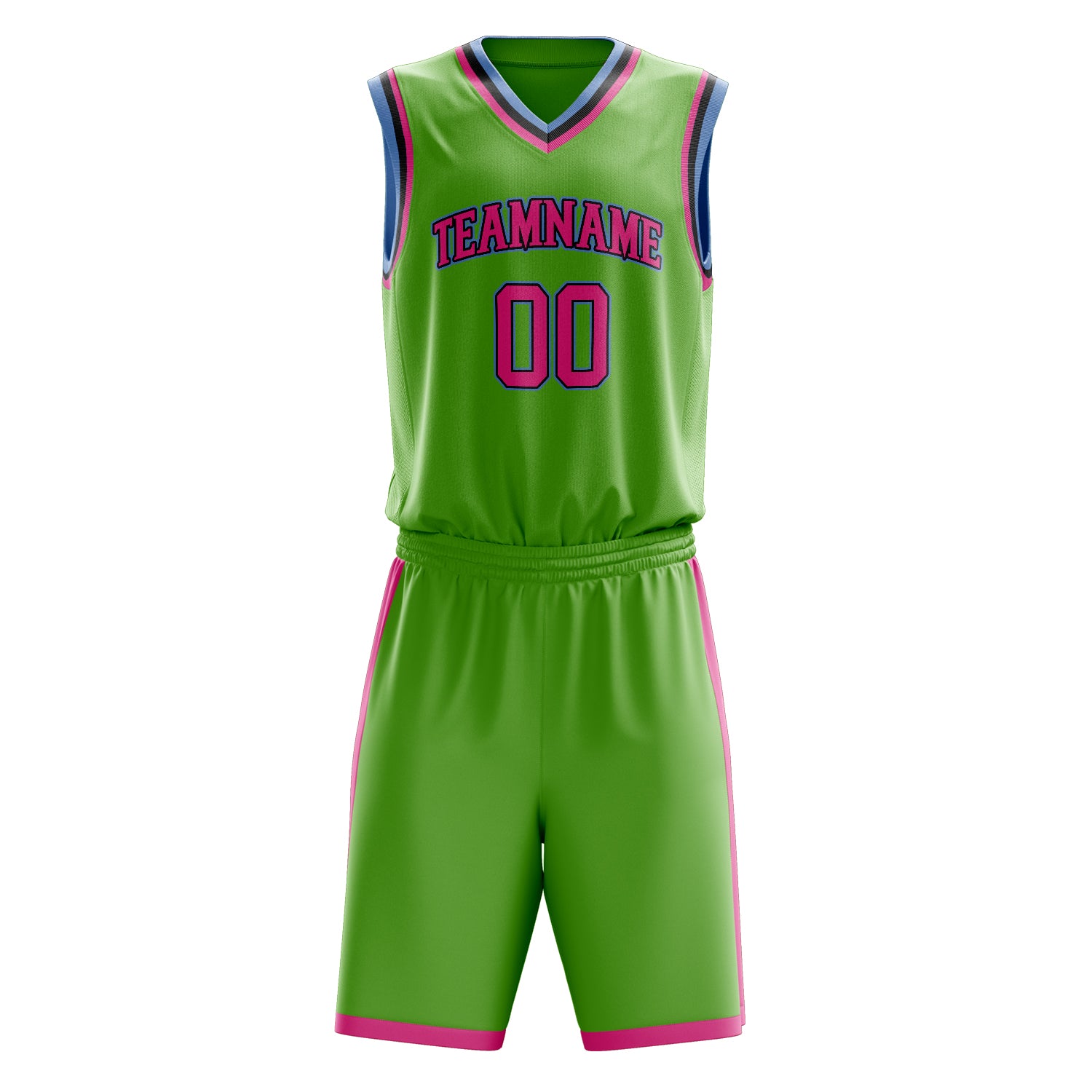 Custom Professional Neon Green Pink Basketball Jersey Set